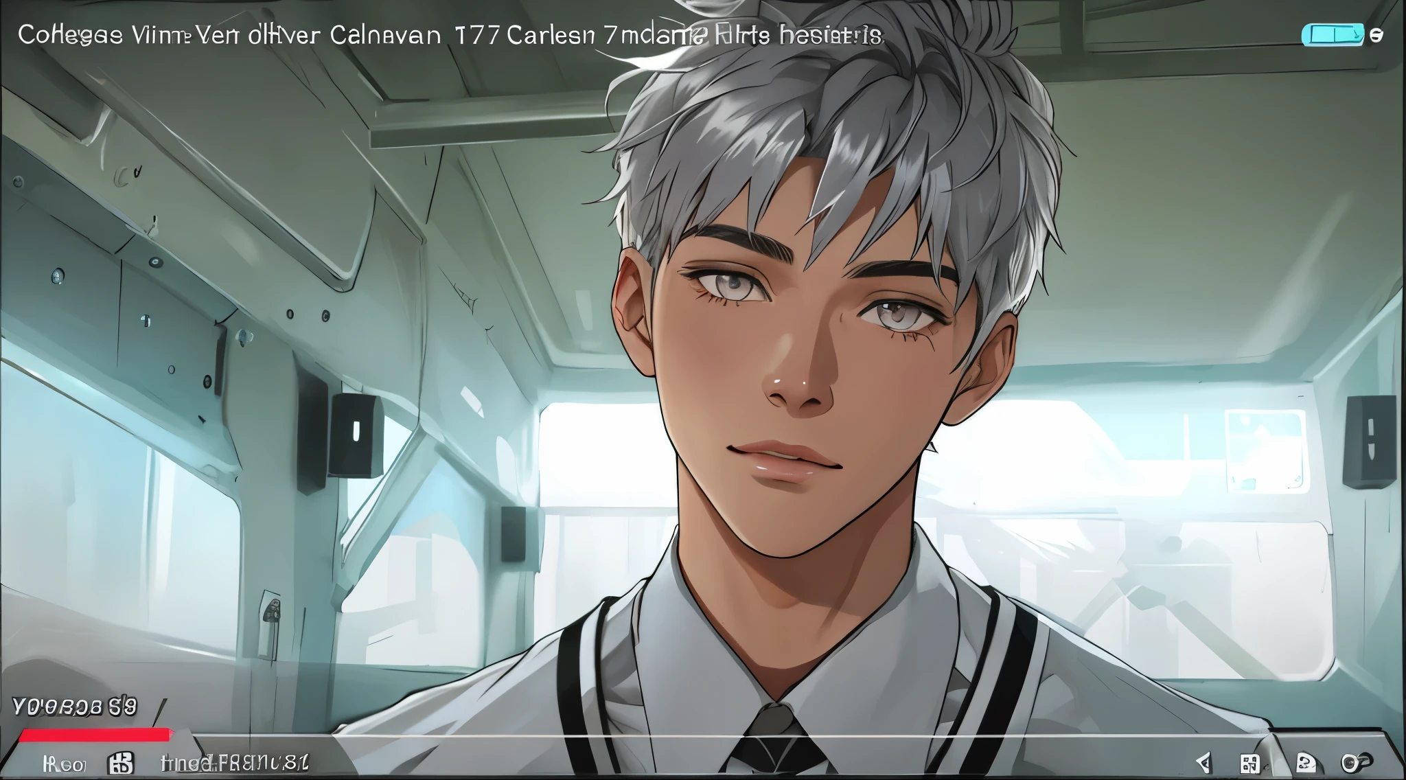 handsome young man of 17 years old silver hair silver eyes
