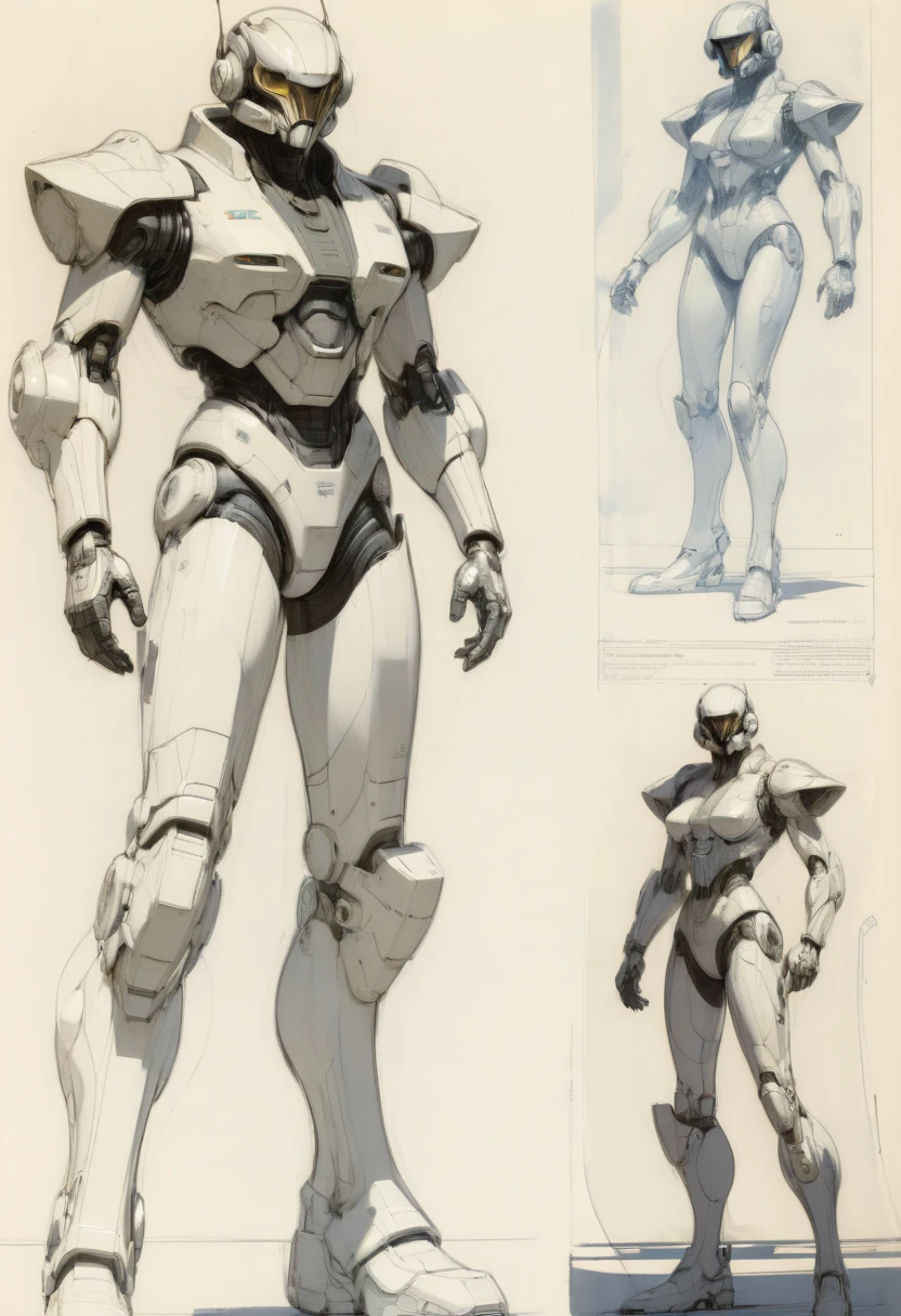 character design sheet by Syd Mead, best quality, masterpiece, Representative work, official art, Professional, Ultra intricate detailed, 8k