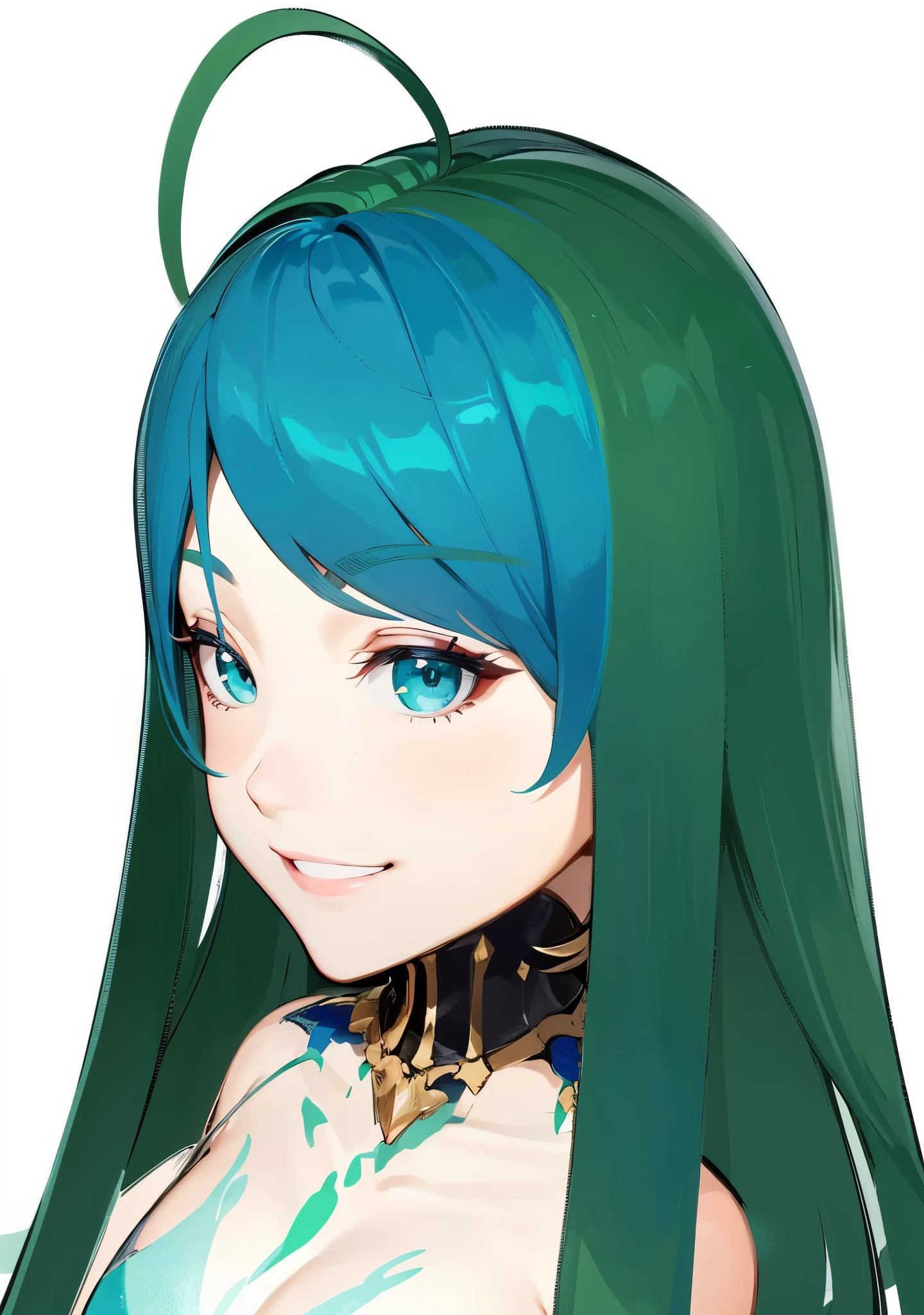 Beauty,adult,Bondage,smile,lipstick,Blue tattoo,Cleavage,Put your chest close,chest strap,Blue choker,Blue Eyes,dress,Swimwear,Green straight hair,Shiny Hair,4K,8K,Highest quality
