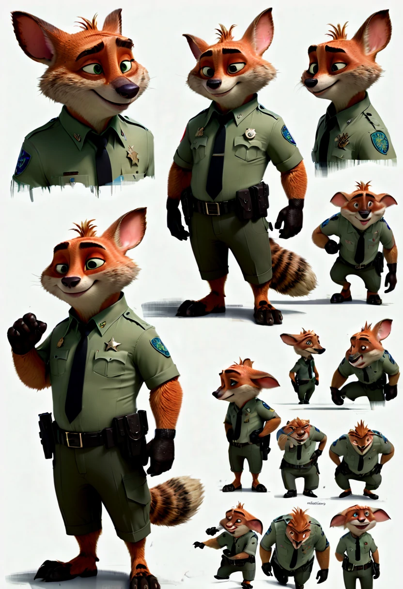 character design sheet, Goering from "Zootopia", (best quality, masterpiece, Representative work, official art, Professional, Ultra intricate detailed, 8k:1.3)