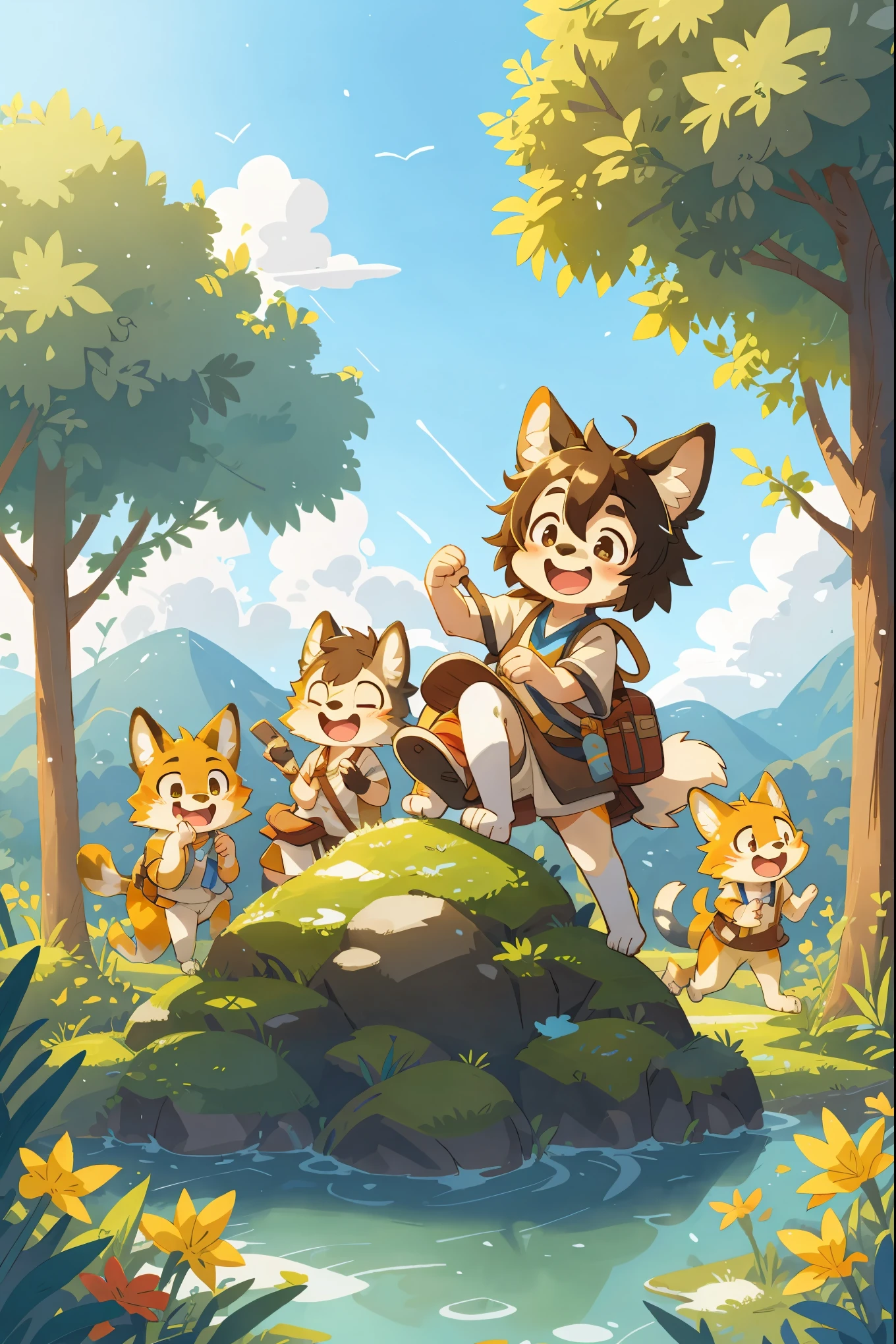 super high resolution, detailed background, World Heritage Site, 6+boys, 6+girls, Happy, joyful, absurdres(Photos of solo travelers)(kemono, furry anthro)cinematic,