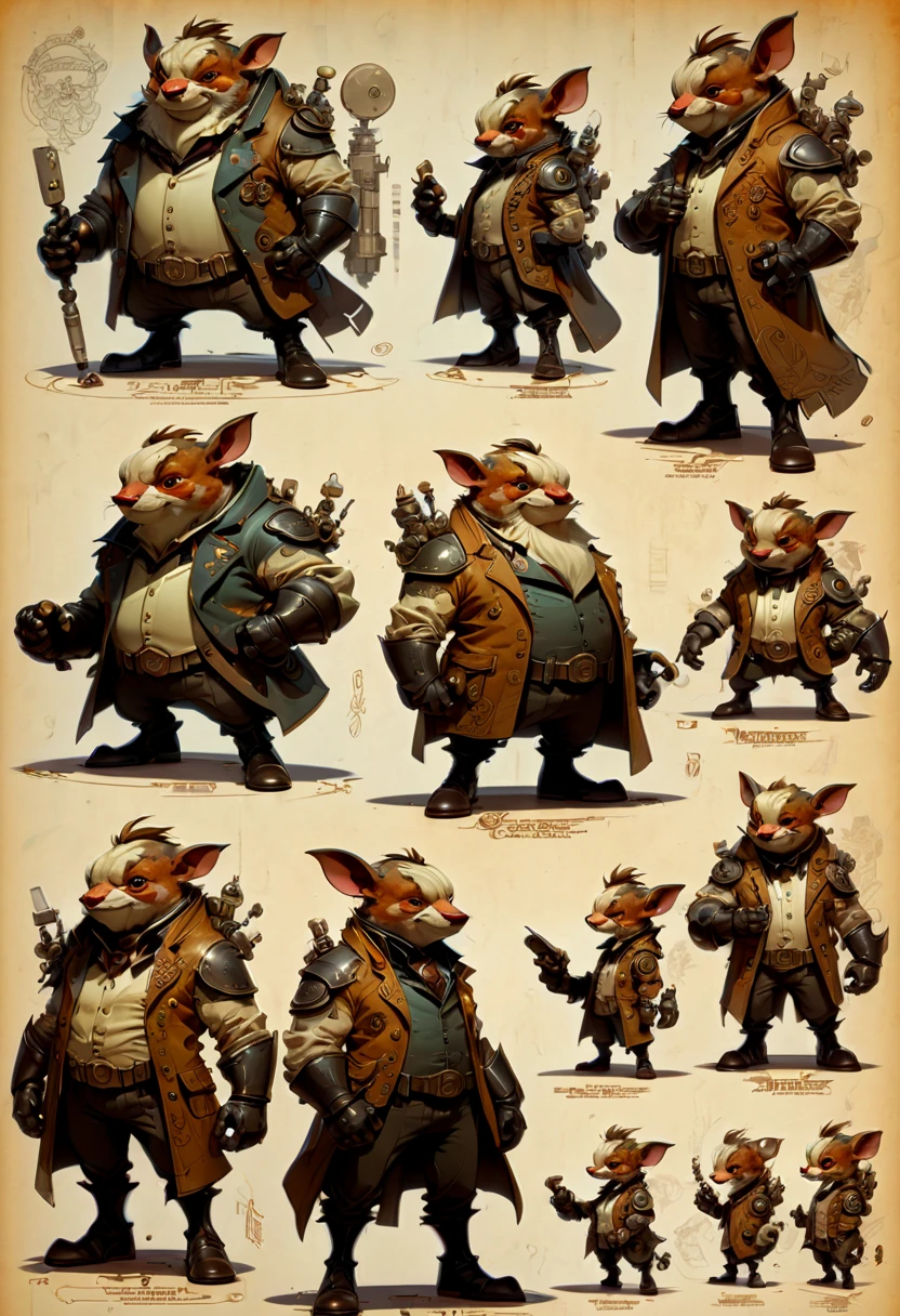 character design sheet, by Zootopia, (best quality, masterpiece, Representative work, official art, Professional, Ultra intricate detailed, 8k:1.3)
