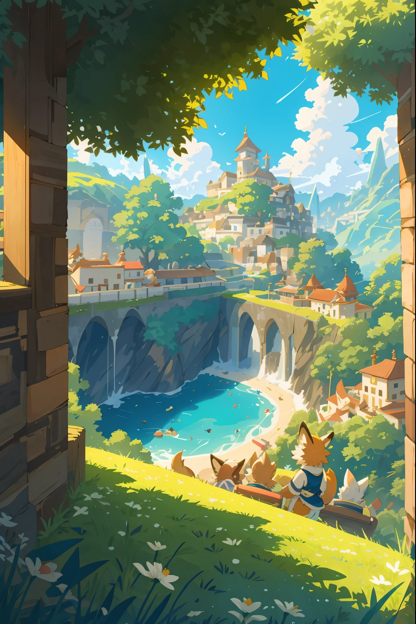 super high resolution, detailed background, World Heritage Site, 6+boys, 6+girls, Happy, joyful, absurdres(Photos of solo travelers)(kemono, furry anthro)cinematic,