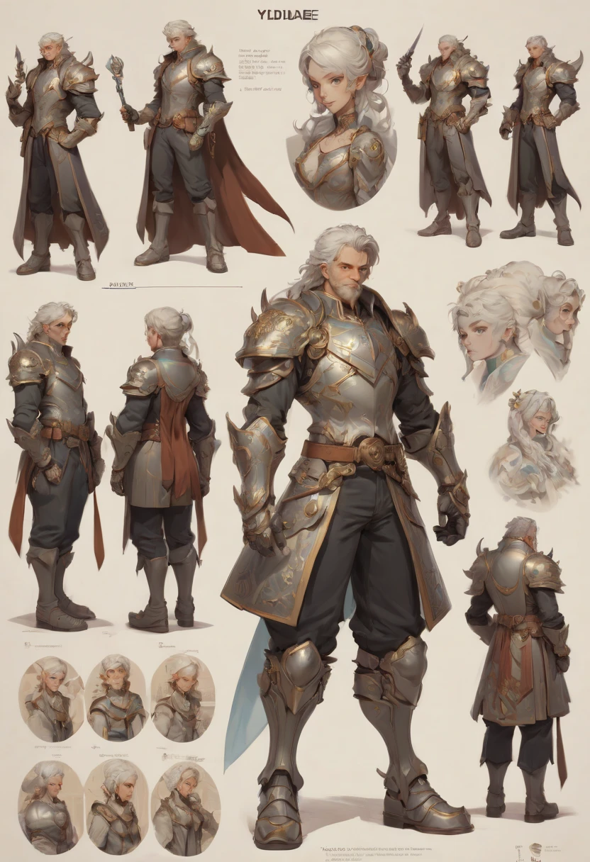 character design sheet by Karol_Bak, best quality, masterpiece, Representative work, official art, Professional, Ultra intricate detailed, 8k