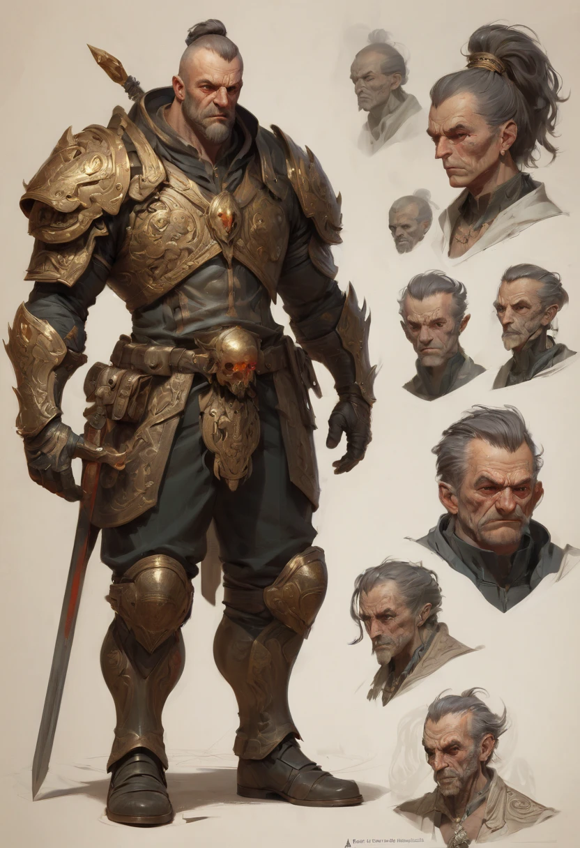 character design sheet by Karol_Bak, best quality, masterpiece, Representative work, official art, Professional, Ultra intricate detailed, 8k