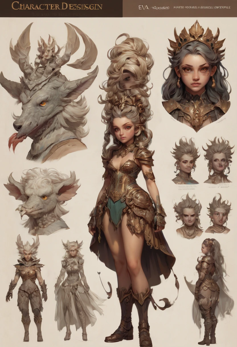character design sheet by Karol_Bak, best quality, masterpiece, Representative work, official art, Professional, Ultra intricate detailed, 8k