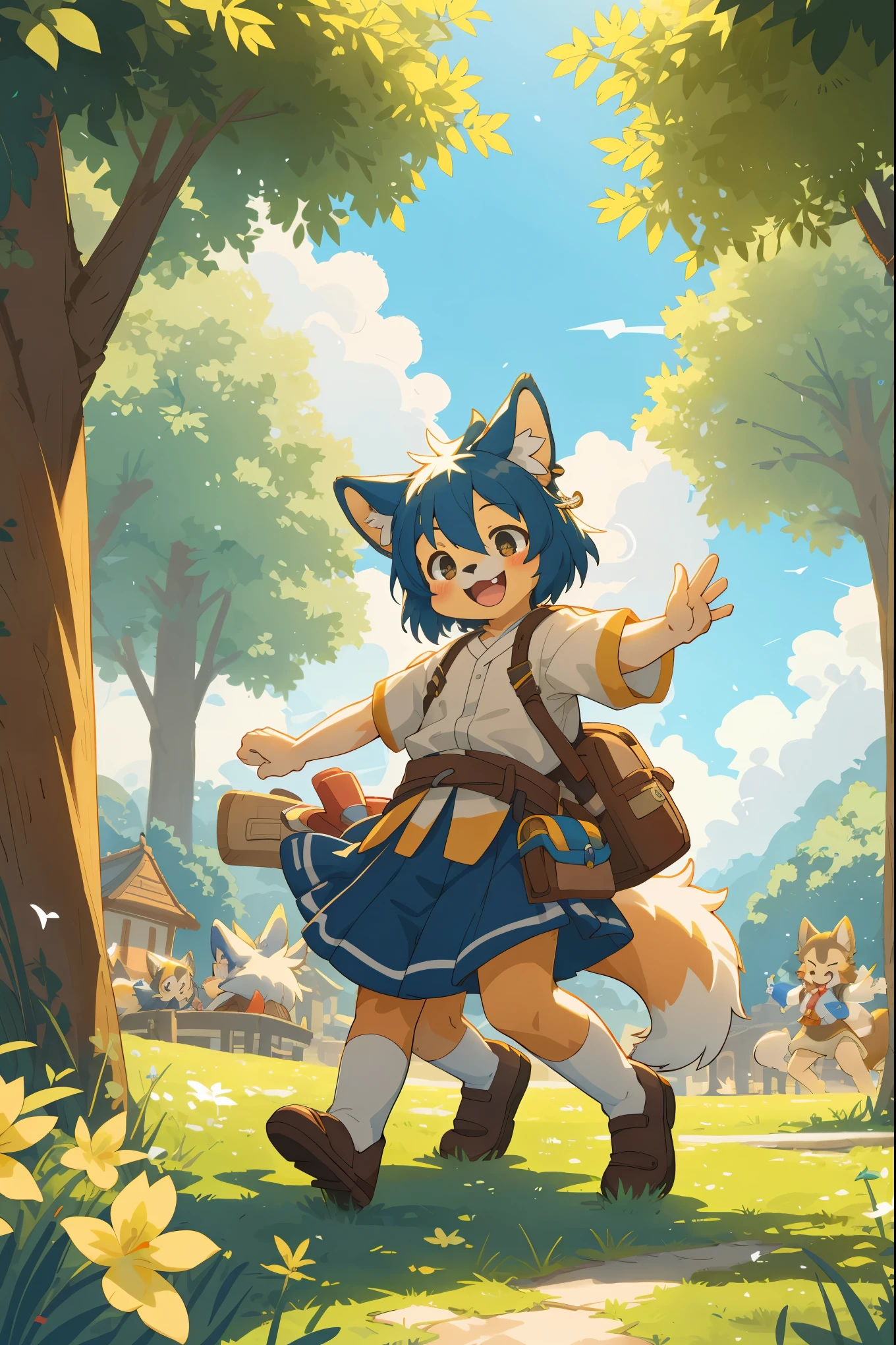cover page, super high resolution, detailed background, World Heritage Site, 6+boys, 6+girls, Happy, joyful, absurdres(Photos of solo travelers)(kemono, furry anthro)cinematic,