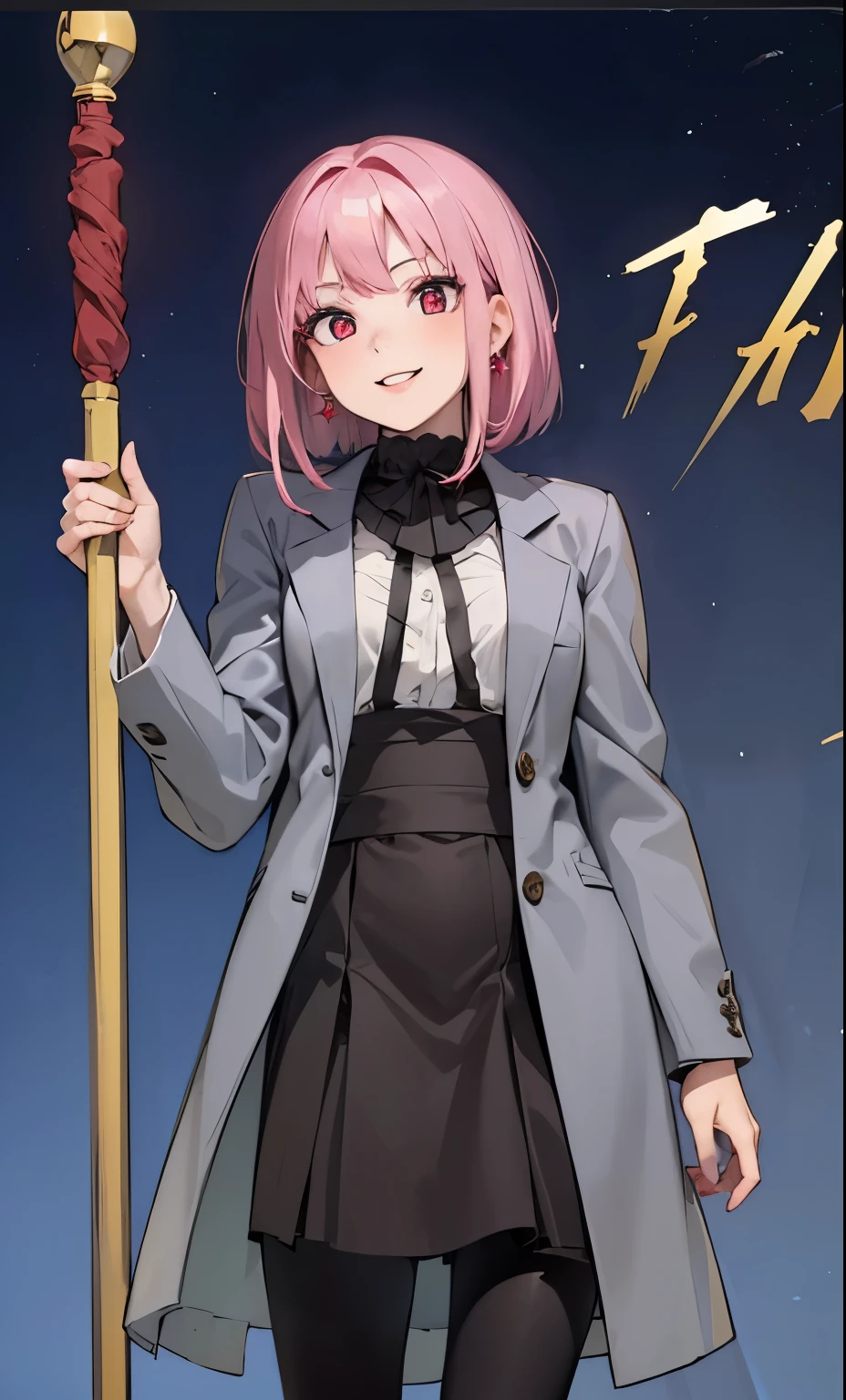(masterpiece, best quality:1.4), (extremely detailed, 8k, uhd), cinematic shot, natural lighting, ultra highres, vibrant rich colors, (beautiful, aesthetic, perfect, delicate, intricate:1.2), (sharp focus, from front:1.3), eye level shot, 1girl, portrait of a anime girl, young, short pink hair, (extremely hot, attractive, beautiful, sexy, feminine:1.2), calm, expressive red eyes, long eyelashes, relaxed, (smiling:1.2), (beautiful detailed face, highly detailed skin, red eyes), gorgeous, breathtaking beauty, seductive, captivating, pale skin, perfect female figure, (slim:0.5), (highly saturated lipstick, purple pink lips, luscious thick lips, small red star earrings), intricate details, daytime, award winning photography, detailed background, volumetric fx, anime, hyper-detailed