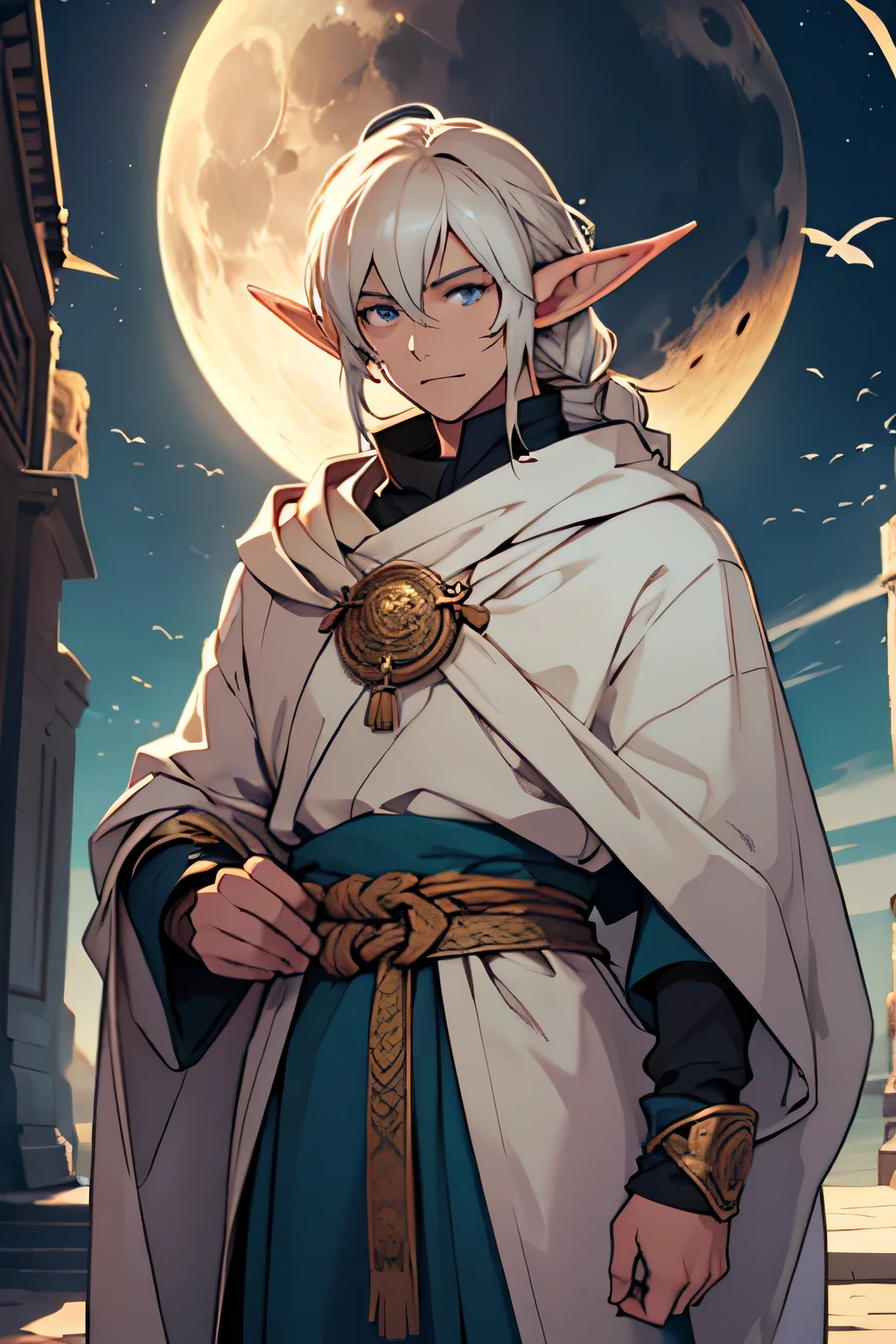 Moon Elf Man RPG Cleric 
