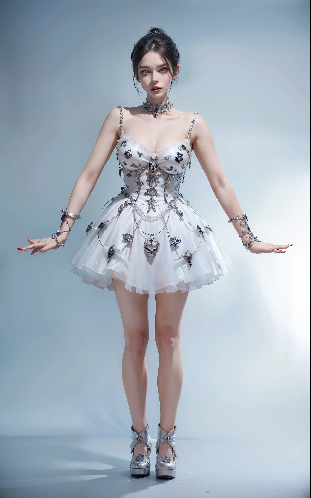 Cold Queen,Picture of a box full of swords, wing, succubus theme,fallen angel,Excellent,scary,secret horror,tentacle,have eyes,uncanny valley effect,little beast blood moon,skull skeleton,vampire,Hellfire,Demon Queen,Gorgeous crystal dress,white high heel boots