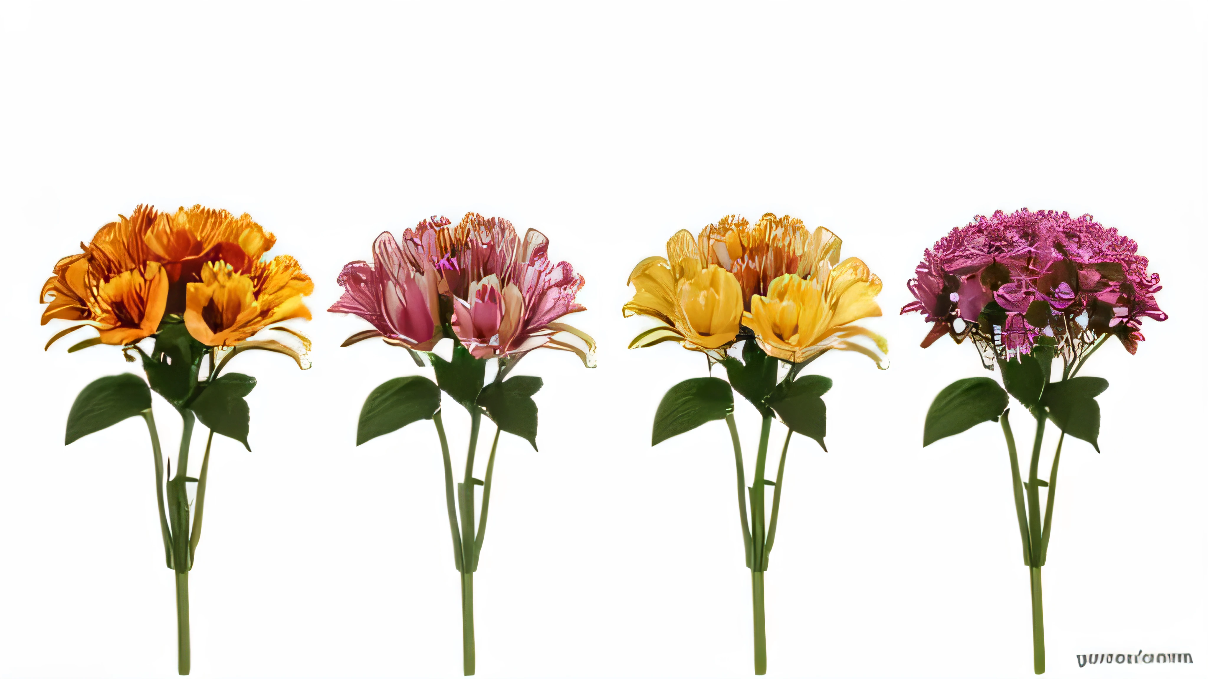 Many beautiful flowers on white background 