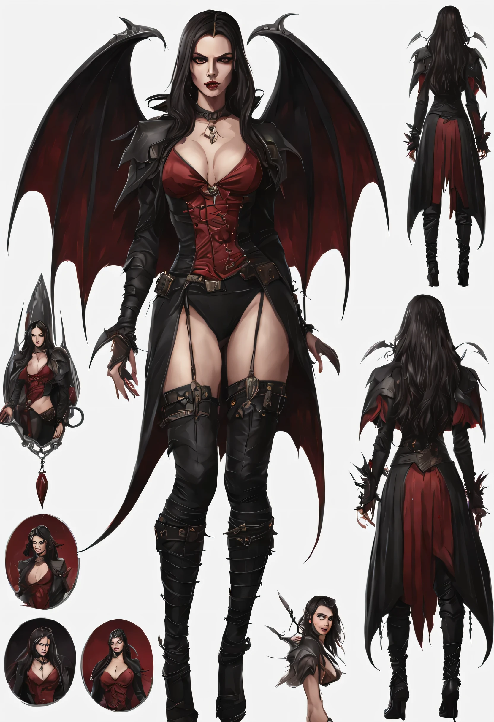 (character design sheet: 1.5) by larry elmor a extremely female vampire, fantasy art, dark fantasy art, High Detail, Ultra High Quality, High Resolution, 16K Resolution, Ultra HD Pictures,