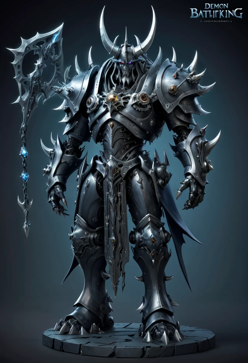 (character design sheet:1.5),Demonic battlefield,Mechanical Lich King,The Lich King's future weapons,Mechanical structure,High-tech equipment,magical creatures,three sided view, figure, Reference table, gothic art, ultra high definition, retina, masterpiece, 1080p, 16k, Award-winning