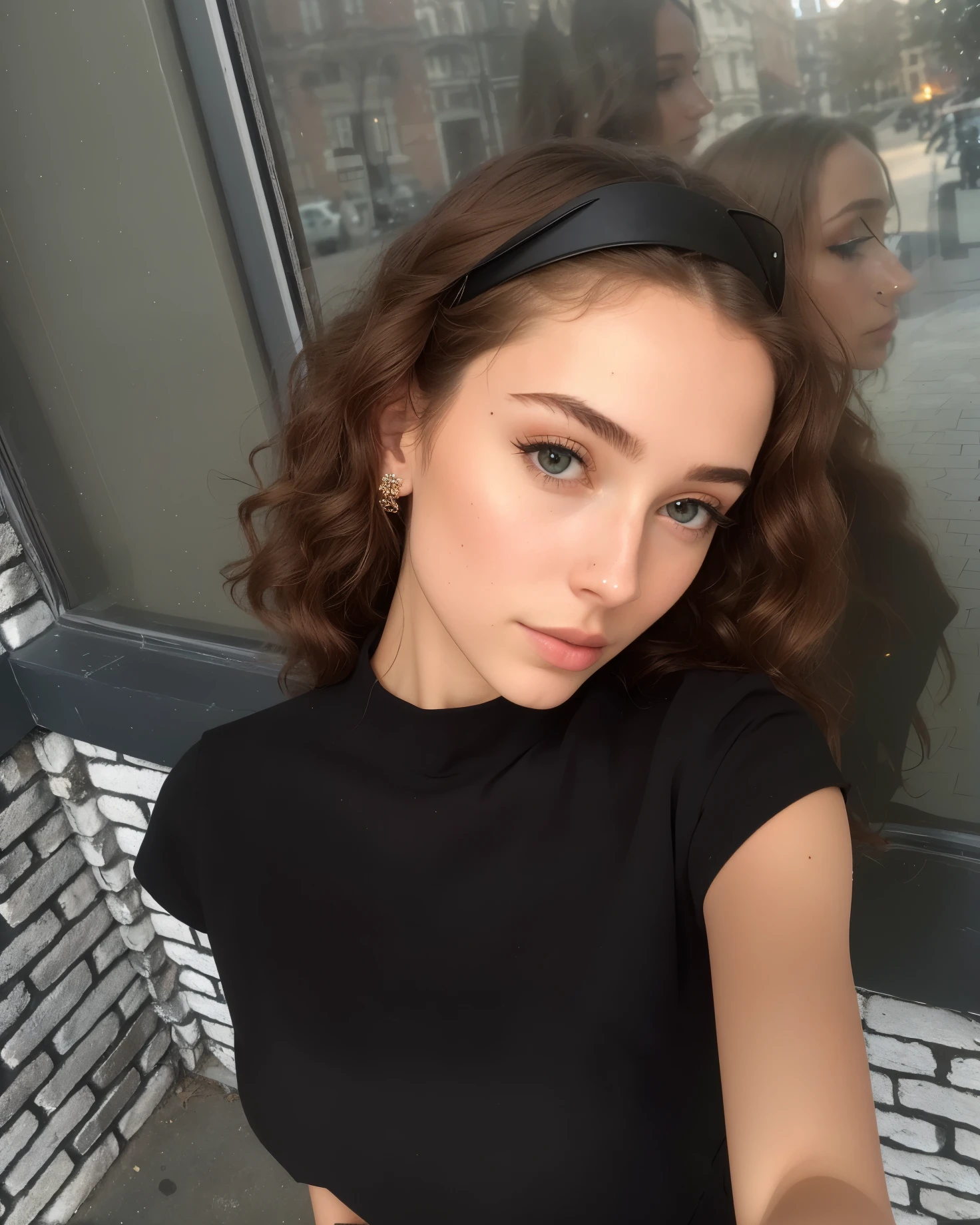 There is a woman who is posing for a photo in front of a window, Retrato de Sophie Mudd, angelina stroganova, Dasha Taran, Anna Nikonova aka Newmilky, Alina Ivanchenko, Victoria Gavrilenko, estilo de julia razumova, Anastasia Ovchinnikova, Bella Poarca, selfie de uma jovem, profile picture with headshot