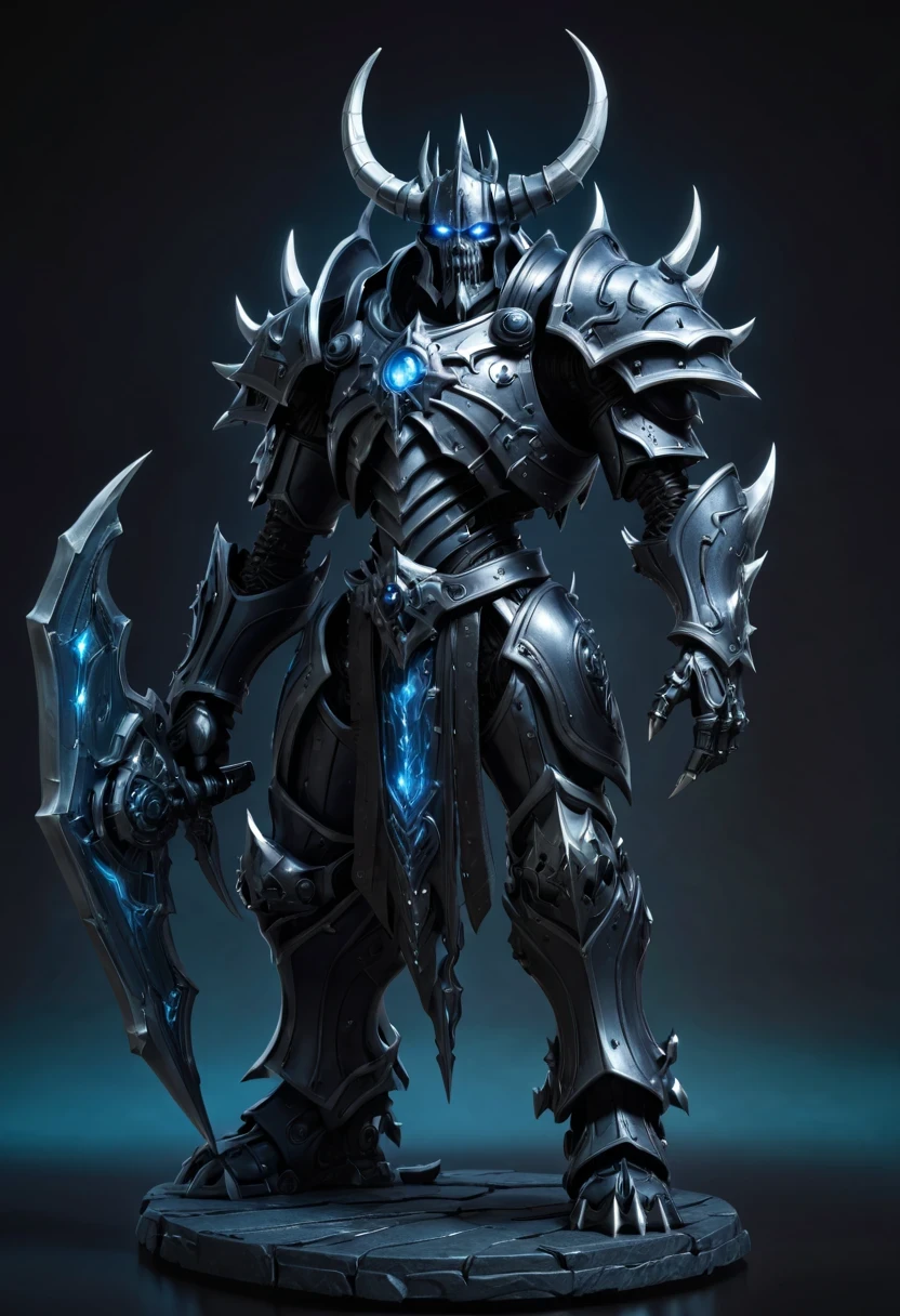 (character design sheet:1.5),Demonic battlefield,Mechanical Lich King,The Lich King's future weapons,Mechanical structure,High-tech equipment,magical creatures,three sided view, figure, Reference table, gothic art, ultra high definition, retina, masterpiece, 1080p, 16k, Award-winning