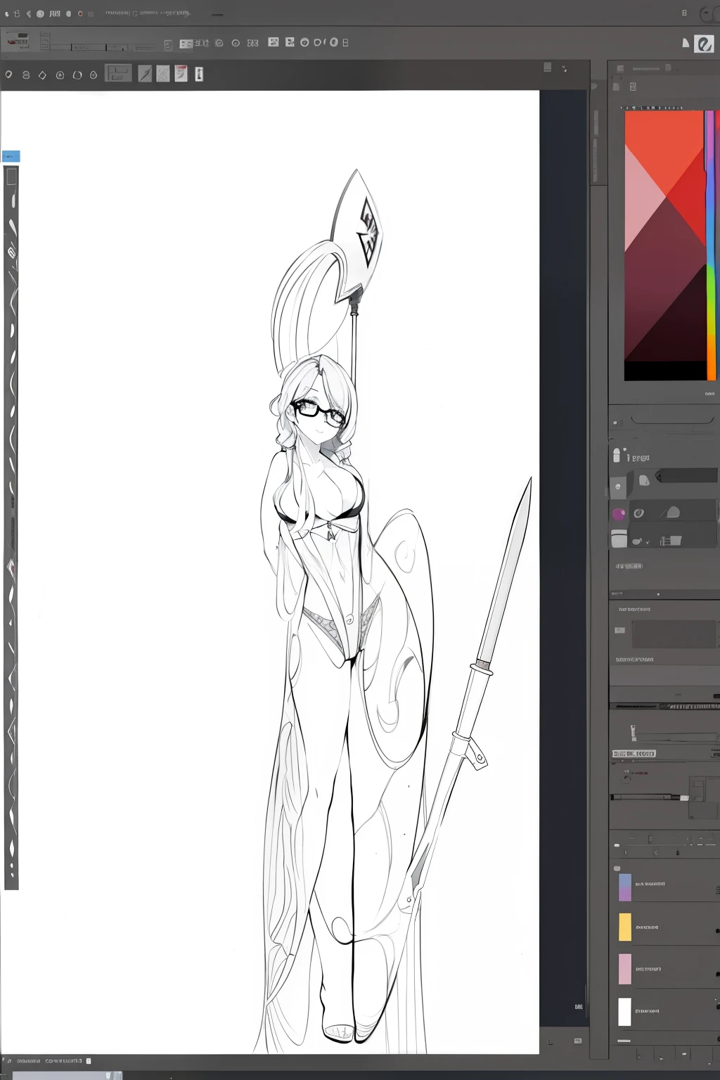 a drawing of a woman with glasses and a knife in her hand, contornos de anime limpos, sketch sketch, laser limpar, arte de linha intensa, contornos de tinta, lineart limpo, lineart afiado, detalhado, but rough, cell shadow adult animation, sombreamento de tela, desenhado com photoshop, desenhar digitalmente no tablet wacom, estilo anime 2d, limpar, arte de contorno