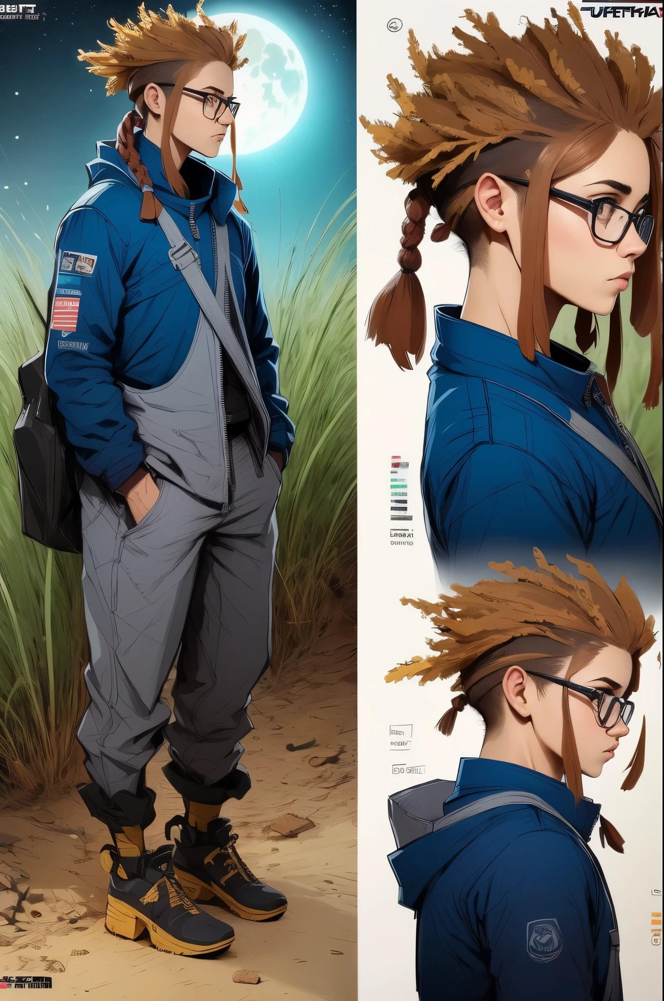 masterpiece, best quality, official art, extremely detailed CG unity 8k wallpaper, elder, detective, thick eyebrows, beard, thinking, short hair, brown hair, eyepatch, gauntlets, hooded cloak, jacket, suit, leather boots