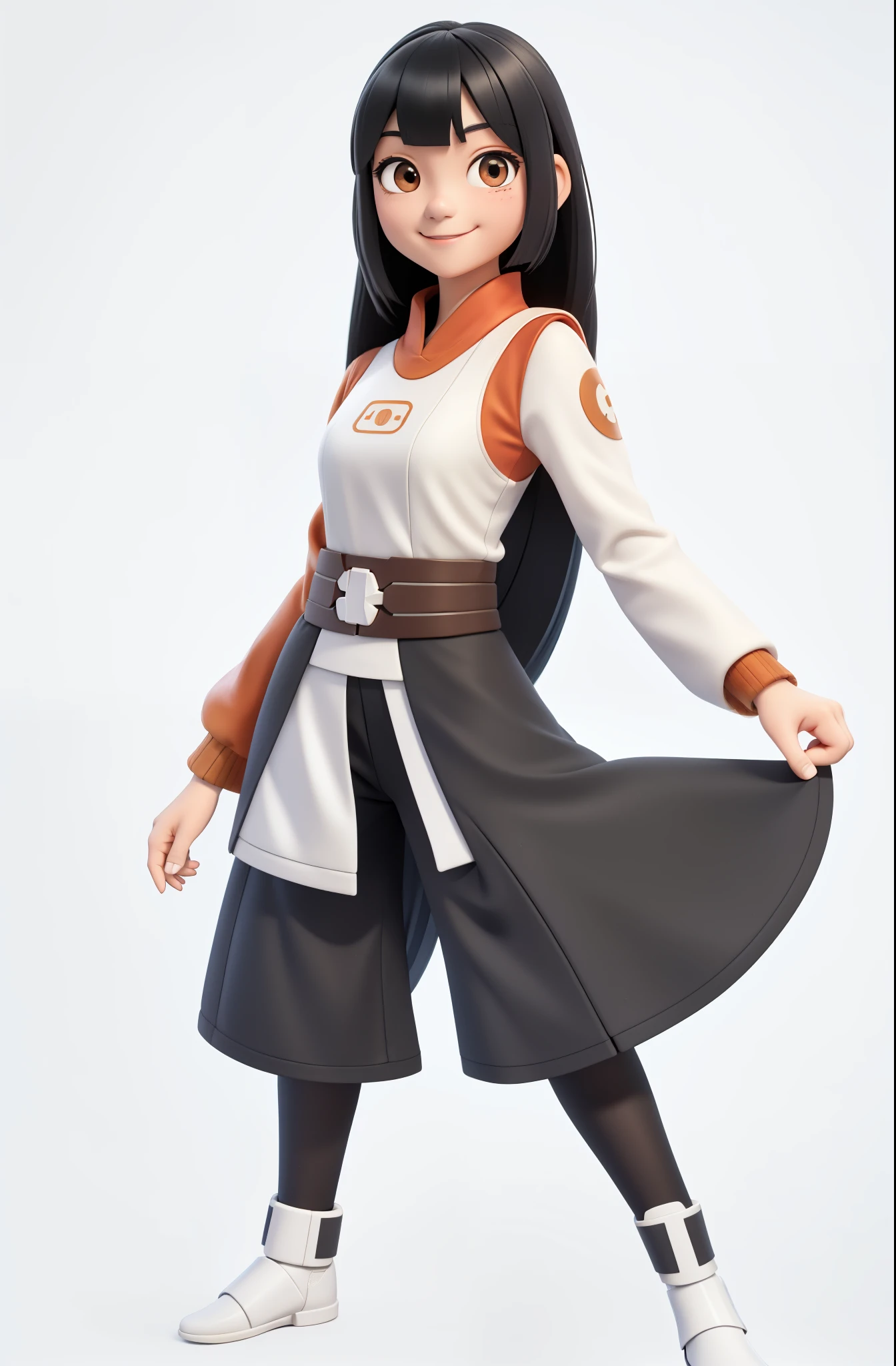 Star wars, cute asian girl, 18-years-old, ((hime_cut)), long black hair, smiling, winking, ((cute posing)), shopkeer, (((blank background))), looking at viewer, realistic proportions