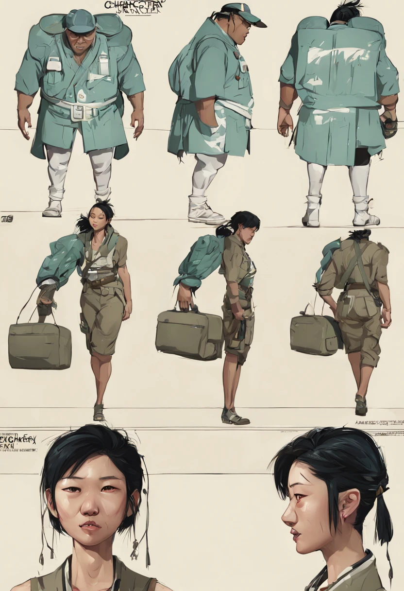 character reference sheet {Realistic character design sheet for a cyberpunk hacker, neon-lit Tokyo background, full body pose with dynamic lighting, side profile emphasizing cybernetic implants, detailed keyboard and holographic displays, camera used: Canon EOS R3, Focal length 35mm} . turnaround views, detailed , color palette, multiple poses, highly detailed, multiple views of the same character, model sheet, character sheet