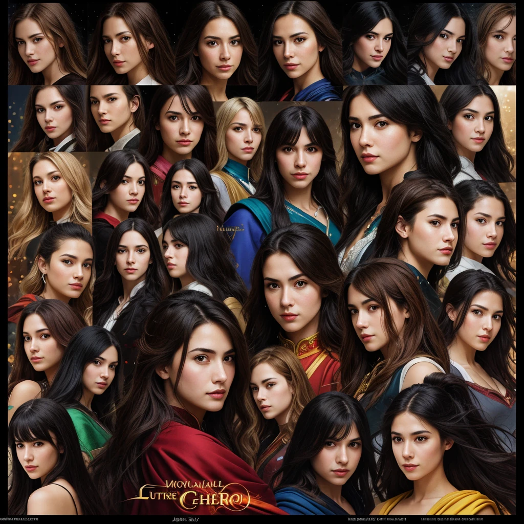 best quality,ultra-detailed,professional,character design sheet,anime,portraits,realistic,photorealistic:1.37,vivid colors,sharp focus,long hair,expressive eyes,detailed facial features,fantasy outfits,dynamic poses,variety of emotions,front and back view,full body shots,different angles and perspectives,detailed fingers and hands,unique character traits,character backstories,concept artists,color palette,stylized shading,light and shadow play,anime-style lineart,medium: digital illustration,highres,studio lighting,physically-based rendering,bokeh,rich background details,scenic elements,special effects,layered composition,dynamic action sequences,character interaction,storytelling elements,detailed clothing textures,creative weapon design,artistic backgrounds,hair movement and flow,character facial expressions,unique character accessories,ethnic diversity in characters