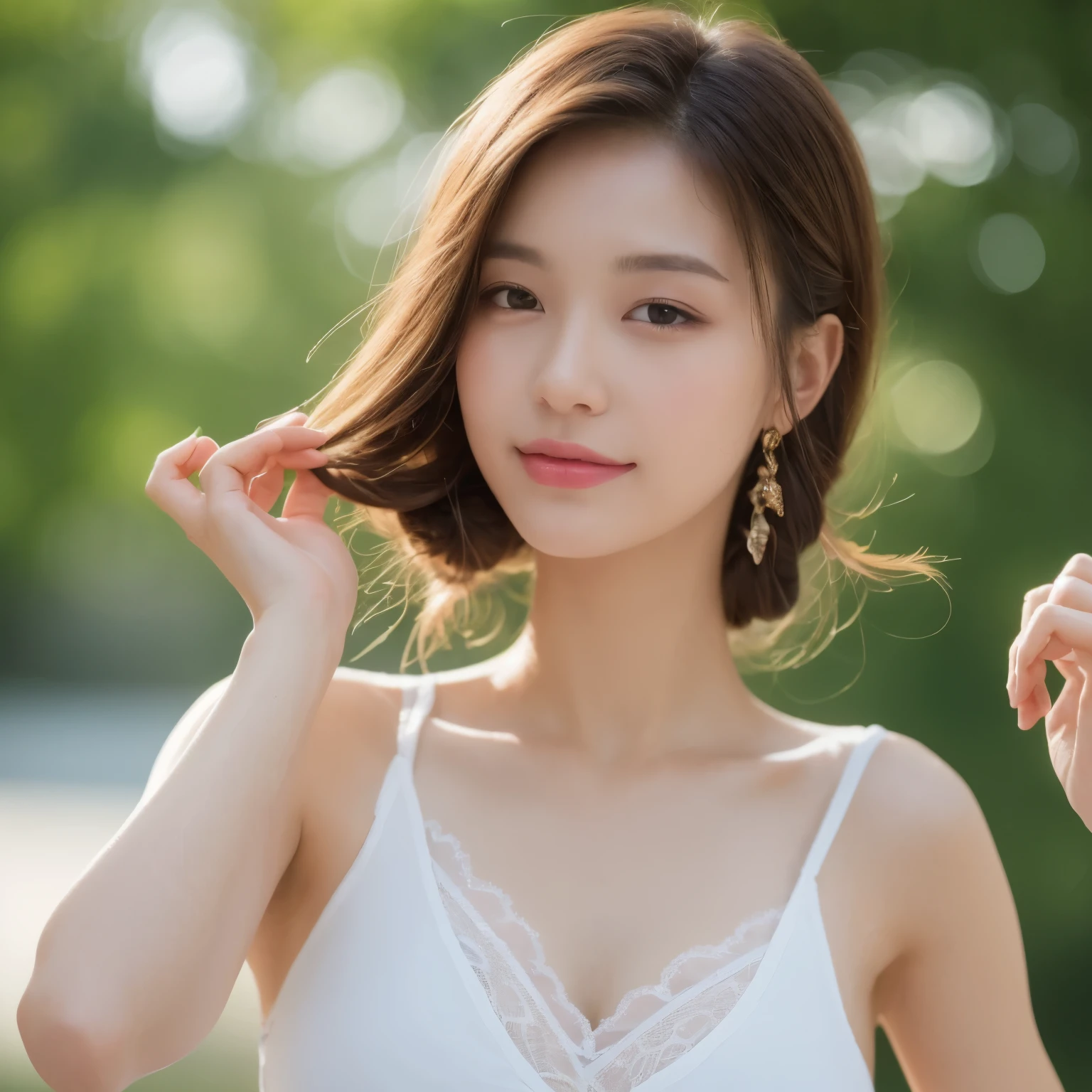 ((best image quality, 8k, master piece:1.3)), 1 girl, Beautiful woman with slender abs:1.3, (casual hairstyles, big breasts that are about to leak:1.2), low cut bra,Extra large,Extra-fine face, detailed eyes, double eyelid,smile,Home,numbers are very bad,small small waist,super big breasts,close,close chest,white skin,The background is casual,close Shot Shot