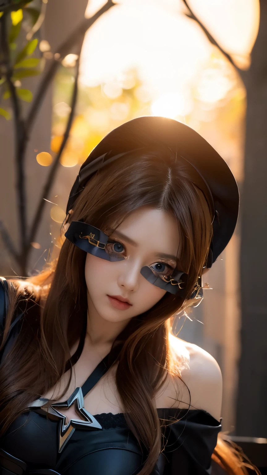 (Best Quality, Masterpiece:1.4), (Realism:1.2), (Realisitc:1.2), (Absurdres:1.2), (photorealistic:1.3), 1girl,Realistic Skin,Solo,( Very Big Eyes,beautiful detailed eyes, symmetric eyes),(detailed background, complex background:1.2), (perfect face, detailed face), (mature female, milf:1.3), full-face blush, angry, furrowed brow, parted lips, thighs, thick thighs, golden_darkness, long hair, very long hair, two side up, looking at viewer, thigh strap, hair ornament, detached sleeves, hair intakes, bare shoulders, medium breasts, hair between eyes, dress, (garden, outdoors, standing, arms behind back, )