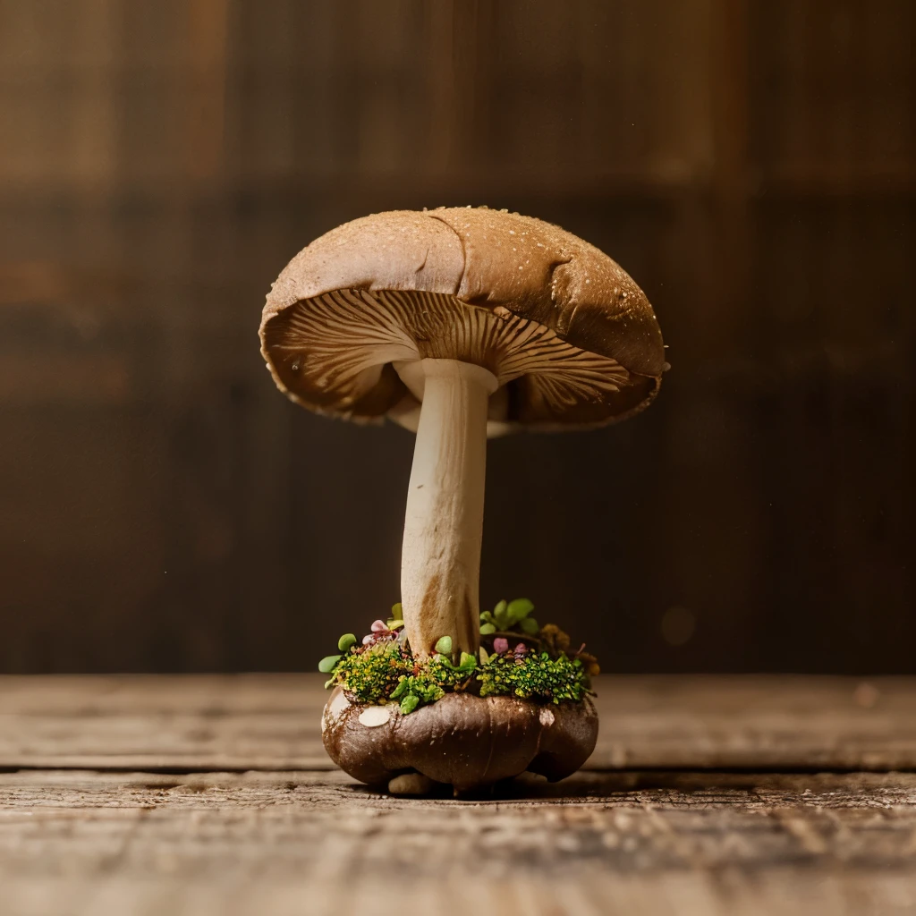 Show me an Shiitake mushroom with microgreens as a cartoon logo