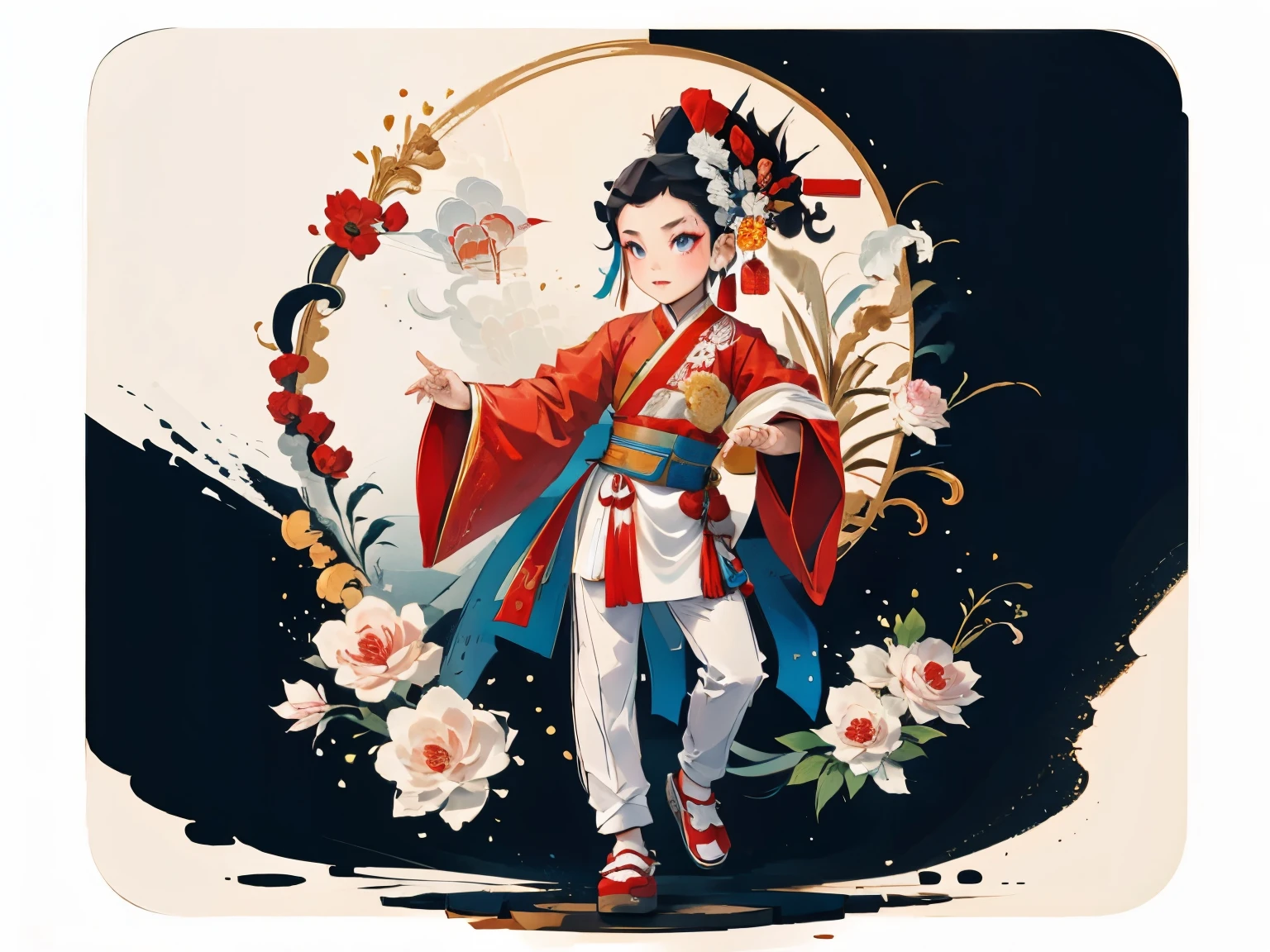 A  poses in Peking opera clothes