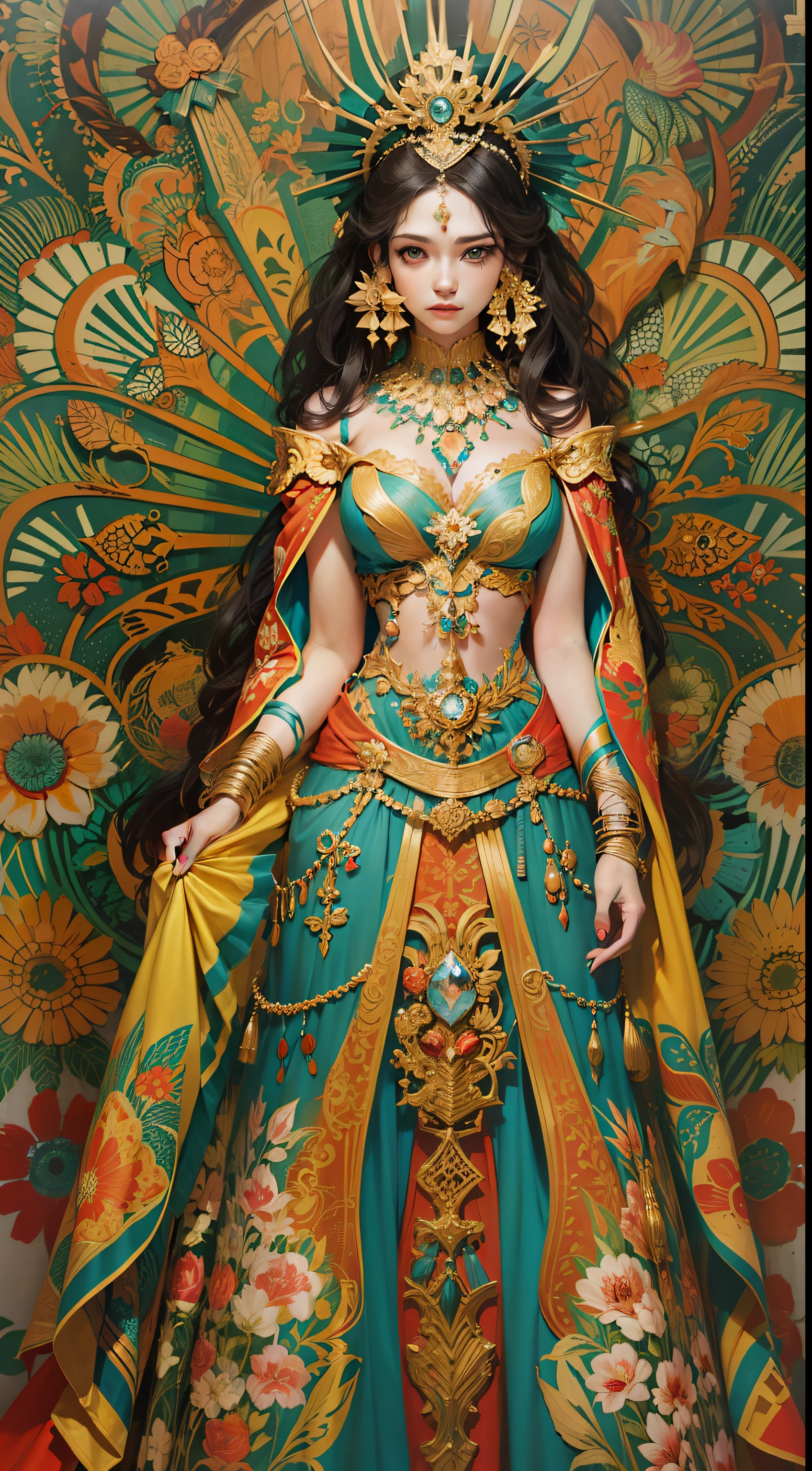 Beautiful woman in intricate Exotic and Colorful Outfit