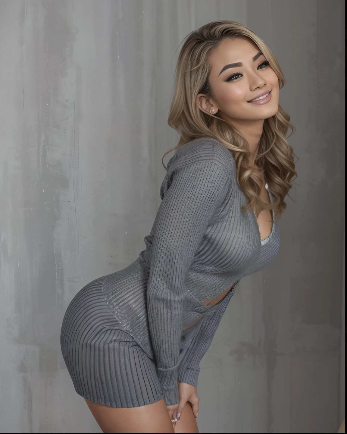 Young Thai woman, Fit physique, fitness physique, portant de la lingerie noire sexy, watch on the canapé, les jambes ouvertes, corps sexy, (8K), (best quality), (chef-d&#39;artwork:1.3), (realistic), (Photorealistic:1.34), ultra-detailed, [Beautiful detailed eyes], (sourire), (sourire), (beautiful detailed nose), [cheveux blonds très longs], (haut court), lingerie noire, (superbes seins taille normale), (gros plan), profondeur de champ, full body view, sitting on the sofa, legs spread, montrant l&#39;entrejambe, pieds en l'air