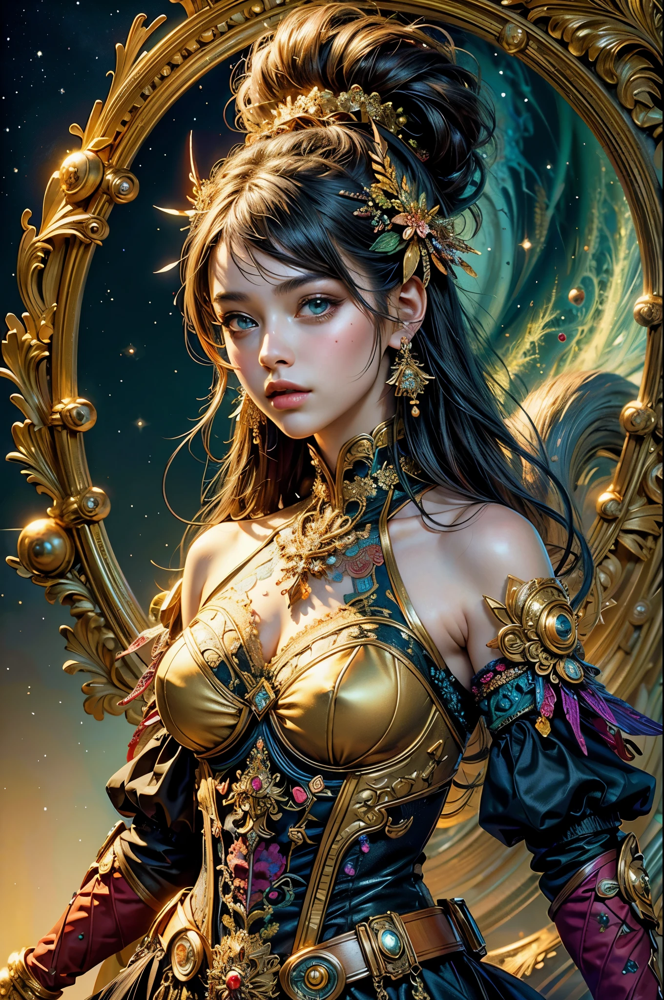 (masterpiece, highest quality, highest quality, official art, beautiful and aesthetic:1.2), (1 girl), very detailed,(fractal art:1.3),colorful,most detailed