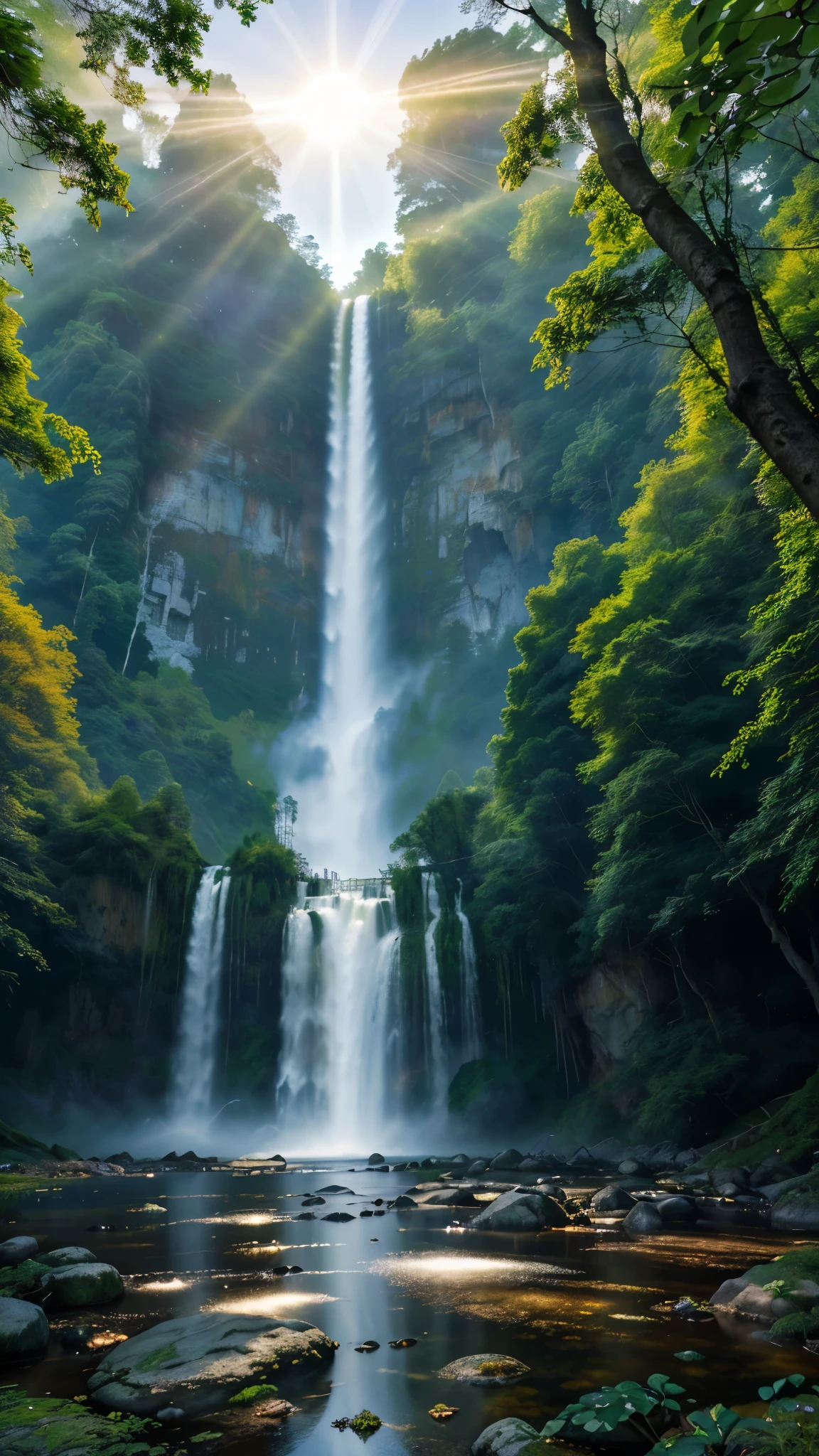 (best quality,highres,ultra-detailed,realistic:1.37),ascension spirit nature,ethereal light,heavenly figures,hazy mist,serene atmosphere,lush foliage,golden glow,sunbeams filtering through the trees,transcendent beauty,vibrant colors,spectral beings,tranquil waterfall,harmonious energy,peaceful harmony,infinite expanse of sky,flowing robes,gentle breeze,celestial music,luminous aura,supernatural tranquility,divine connection,everlasting serenity,spiritual enlightenment,sunrise over the mountains,majestic peaks,flowering meadow,suspended in time,mystical encounter,whispering whispers of the wind,whispering whispers of the wind,rippling streams,cascading waterfalls,dancing rays of sunlight,whispering leaves,sparkling dewdrops,ethereal realm,natural paradise,masterpiece:1.2