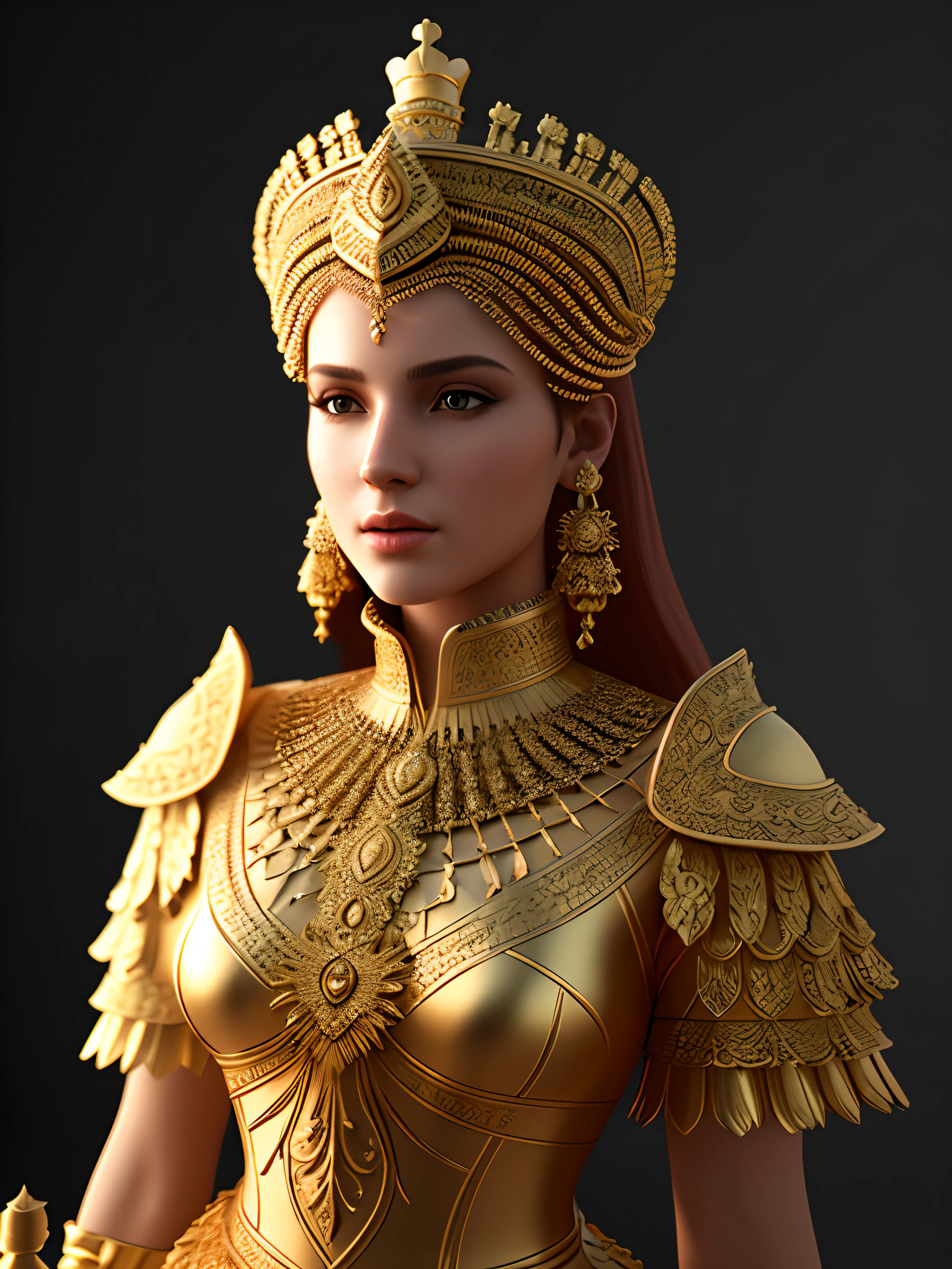 a stunning photograph female chess piece, 3d render, octane render, intricately detailed, filigree decorative headdress, cinematic, trending on artstation