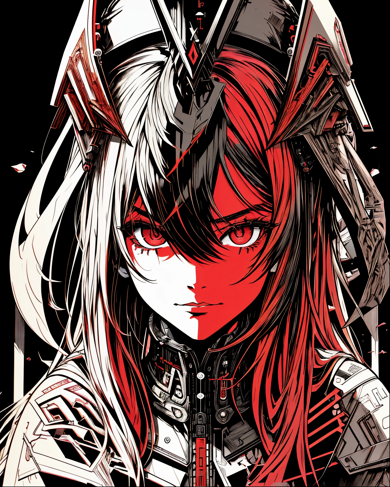 style v5lcn、(Comic-000009:0.6),black and red,(extremely high contrast:1.2)、(ink art_Dark ink:1.2)、1 girl in,Delightful,extremely detailed eye,very detailed face,very detailed hair,8K,permission,