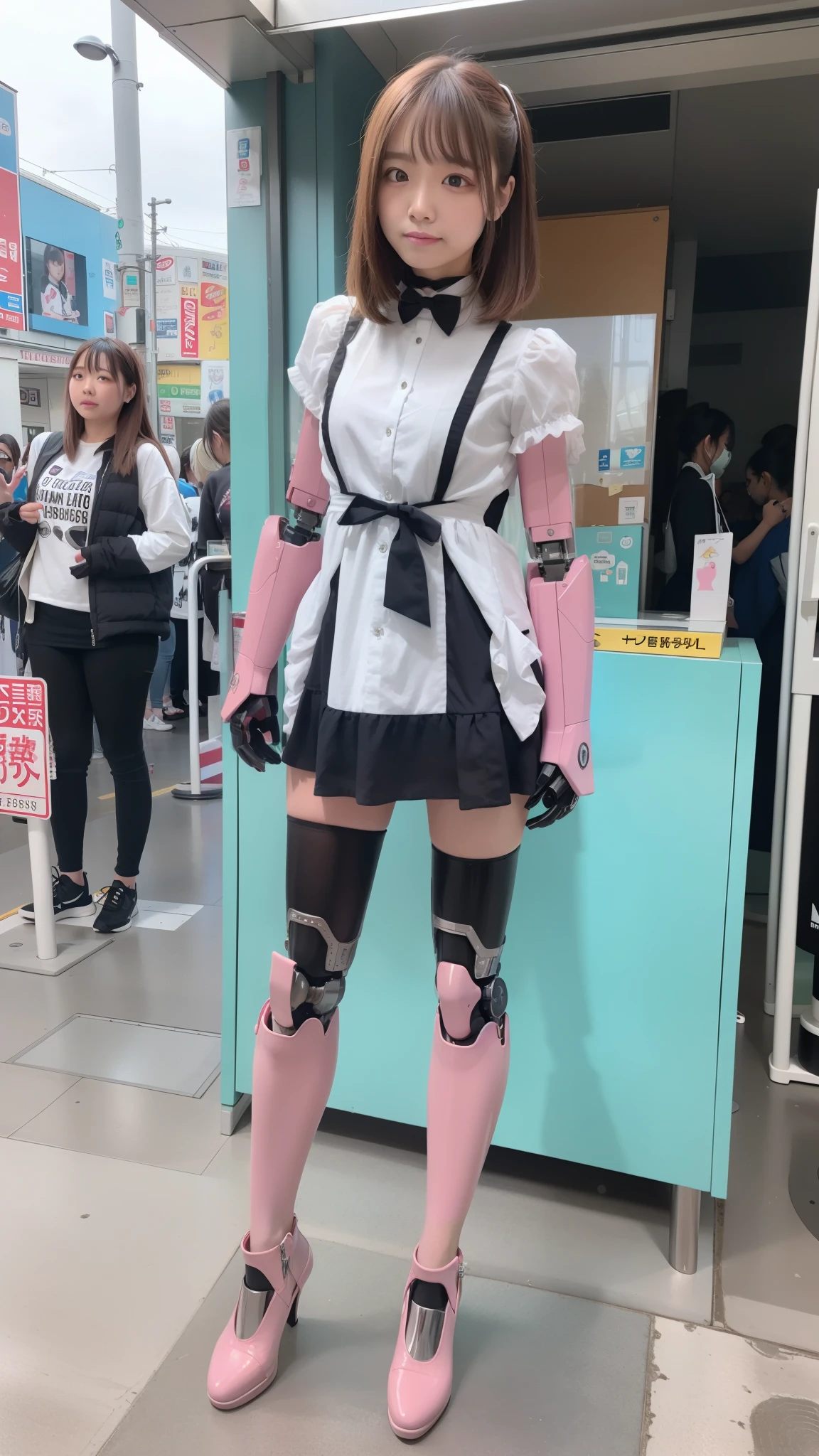 White maid dress, robot