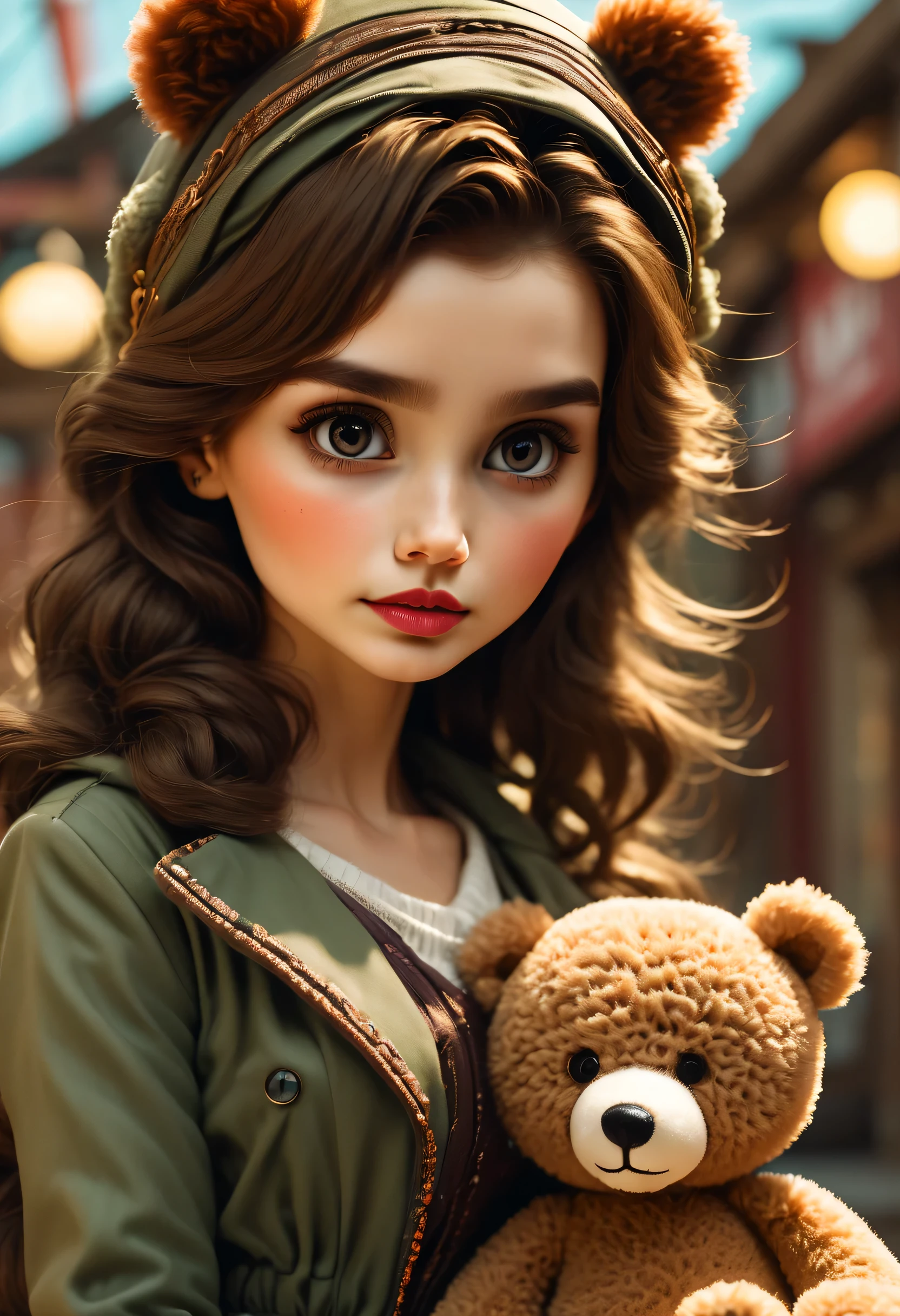 ((1 5 years beautiful innocent, super detallada y en primer plano, extremadamente detallada la infante y su oso de peluche)), ((sentada dentrode una burbuja:1.5)), in a post apocalyptic setting:1.4, Post - Apocalyptic style, post - apocalyptic cowgirl, en un ambiente ciudad destruida, movie costume photo, Urban fantasy style, hermosa modelo de infante, (ojos ultra detallados), (((sombreado textil))), (((Mejor calidad))), (((mesa))), (((CG ultra detallado))), (((magical ))), (1 mujer infante), Pelo rubio, Pelo rubio, Pelo rubio, fijar emo, ((gorgeous hair)), ojos verdes, (((estilo moderno, vestido con adornos, combinado perfectamente,en su mano lleva un oso de peluche hermoso))), ((haciendo una )), (((juego cg)) (gorgeous, atrevido, es infante), ambiente nocturno,oscuro iluminado por el fuego y destruccion, perfectly lit strong epic atmosphere, tiro de vaquero,vista panoramica, imagen centrada, eye on the camera, mirada frontal, imagen absolutamente excepcional, reflection, variado multi etc, 32k