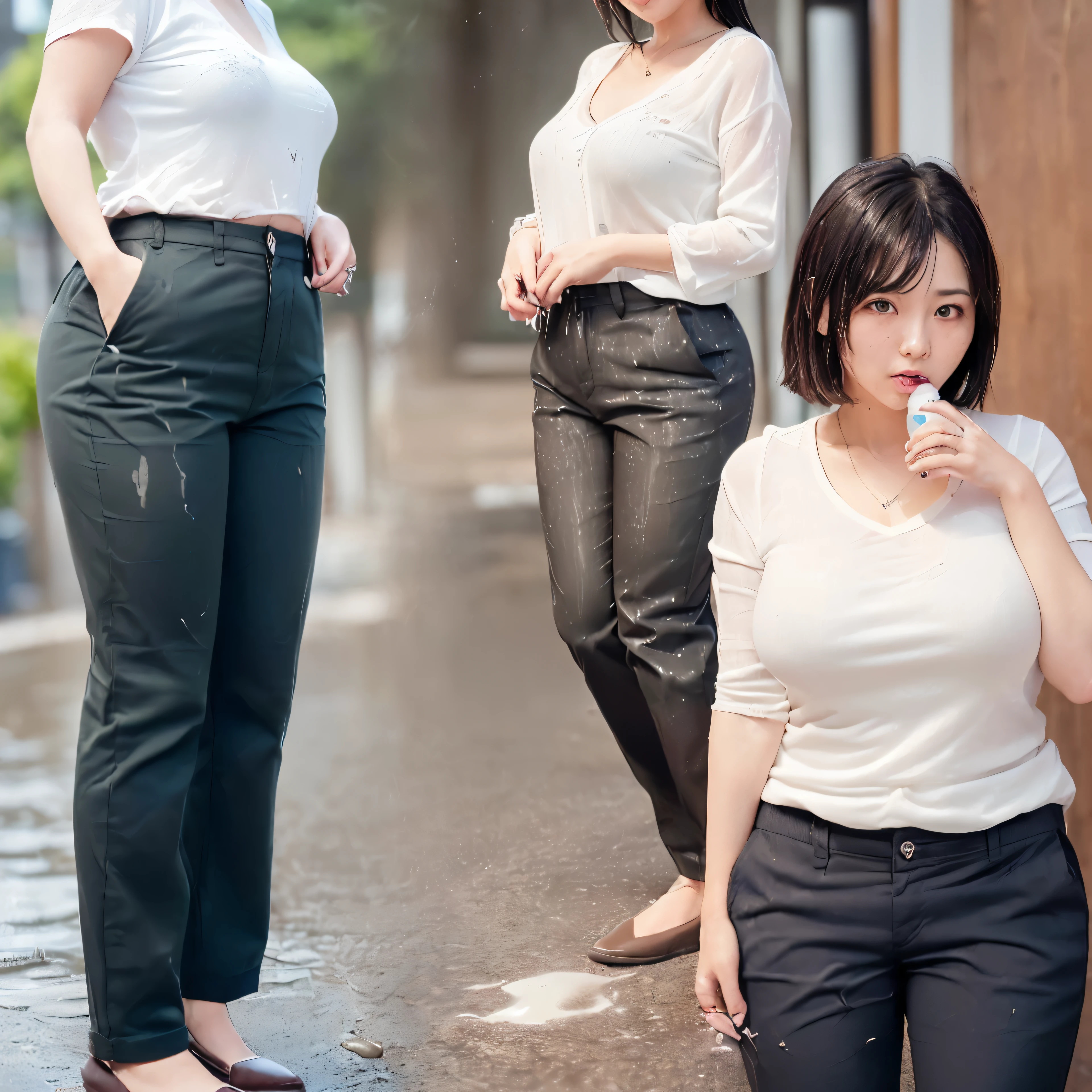 (You need to follow these prompts to run:1.8),masterpiece,highest quality,very detailed,(one girl:1.3),(japanese girl:1.5),(pretty girl:1.5),(adorable face:1.7),(Too young and fresh body:1.6),(adorable expression:1.5),(modern Tokyo:1.8),(in casual clothes:1.4),(enrolled in a major university:1.3),(slightly plump body:1.2),(slightly smaller height:1.2),(slightly thick legs:1.2),(slightly shorter legs:1.2),(wearing chinos:1.5),(fully clothed:1.4),(A lot of semen stains her clothes:1.7),(cum in her mouth:1.4),(Not allowed to change clothes for a month:1.6),(wear the same clothes for a month:1.6),(Discolored semen marks on her clothes:1.5),(There was half-dried semen on her clothes.:1.7),(Love juice keeps leaking from the chinos due to uncontrollable sexual desire:1.5),(her face is a little sweaty due to strong orgasm:1.6),(It looks like your love juices are leaking and your crotch and inner thighs are wet.:1.5),(old facial is a little dripping:1.5),(She continues to masturbate for a long time on the surface of her chinos:1.6),(Chino pants completely cover and hide the hot and pleasurable vagina:1.5),(The chinos smell too bad:1.8),(I feel sensitive to my strong sexual desire:1.5),(Every time I put my hand on my wet crotch from above my chinos:1.4),(I get wet and hot with unstoppable sexual desire.:1.5),(She experienced many strong orgasms with long masturbation on top of chinos:1.5),(There are too many dark stains of love juice on my chinos.:1.7),(She touches her vagina over her chinos every time:1.6),(A small puddle of old love juice:1.4),(Her crotch is soaked with love juice and is extremely wet.:1.6),(It smells like old love juice and semen.:1.4),(Wet and panty lines stand out clearly:1.6),(My crotch and inner thighs are sticky from leaking love juice over and over again and it looks terrible.:1.5),(Suddenly raped and fertilized with a large amount of creampie:1.5),(she is definitely fertilized:1.5),(please fertilize her more:1.7),(Her adorable charm forced her to get dirty:1.6),(irresistibly adorable)
