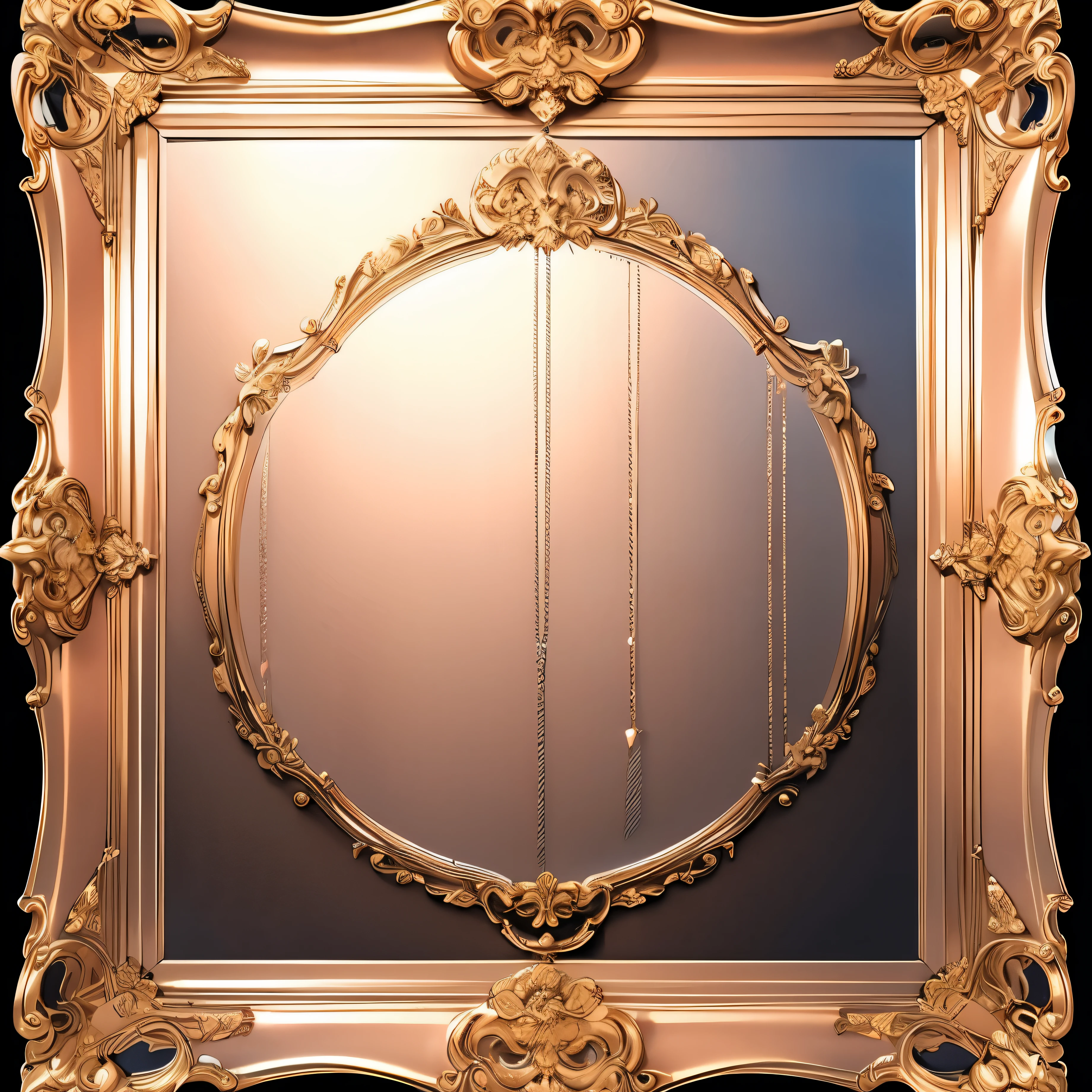 Baroque mirror frame, transparent background, pink Baroque frame