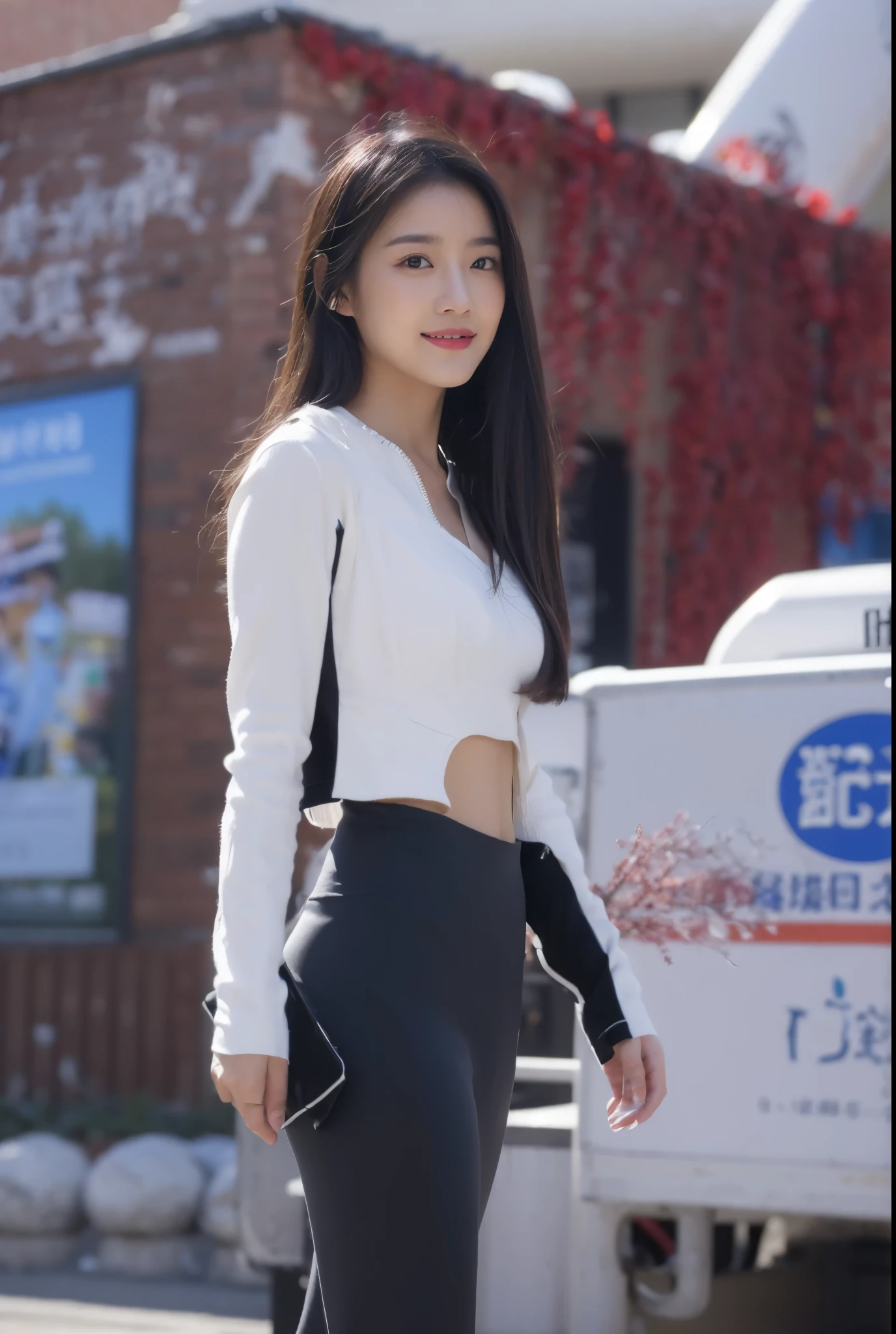 ((Masterpiece, Top image quality, high resolution、alone、skin shiny))(on the table, best quality, actual, super detailed, meticulous, high resolution, 8k wallpaper), Close-up portrait of a beautiful woman, like, smiling, light brown messy hair, Perfect dynamic composition, 美丽meticulous的眼睛, Just like the cover of a fashion magazine, on campus,Gorgeous costumes,hot stamping clothing,