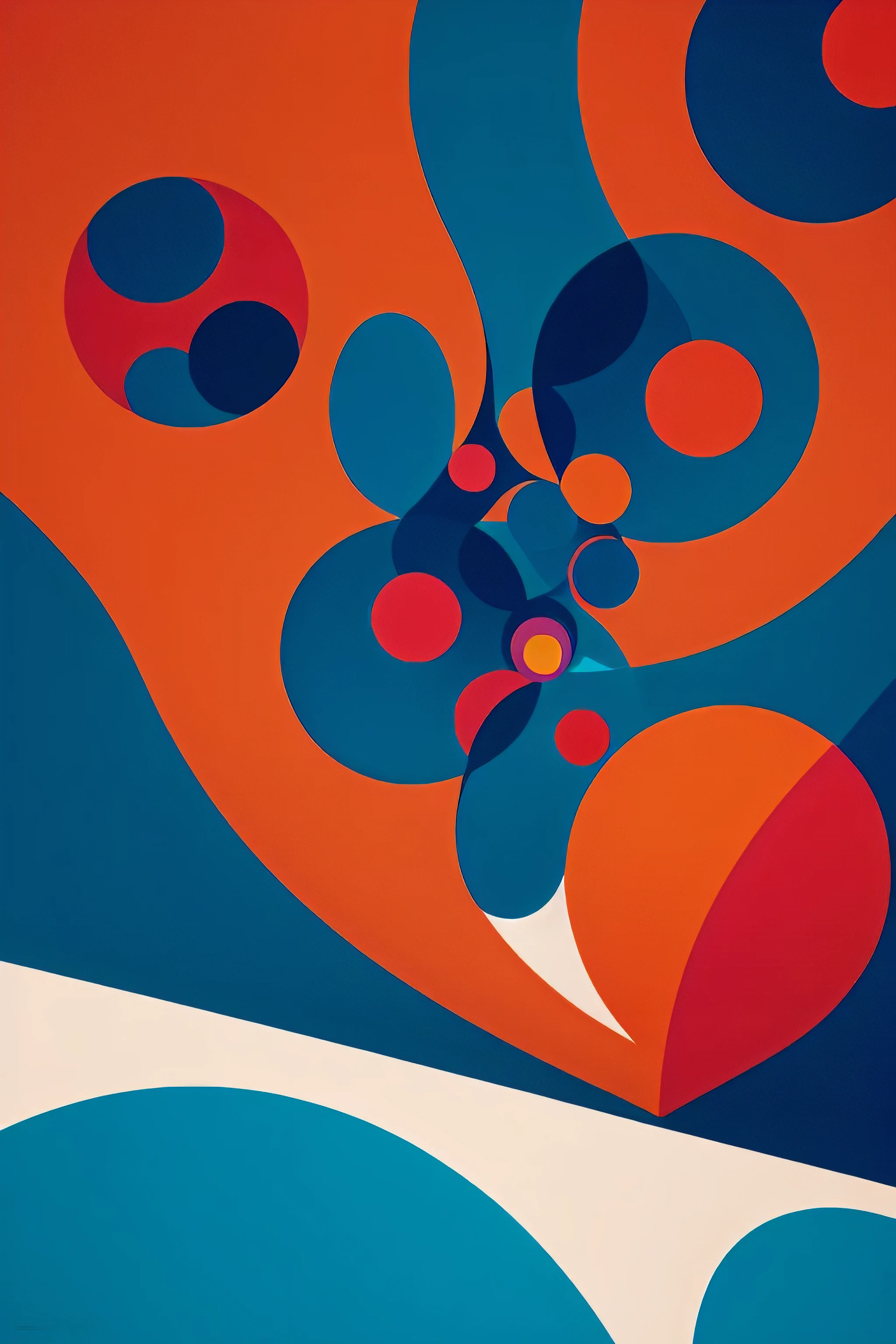 Abstract art exploration. Bold colors. Geometric shapes. Fluid compositions. By modernist visionary.