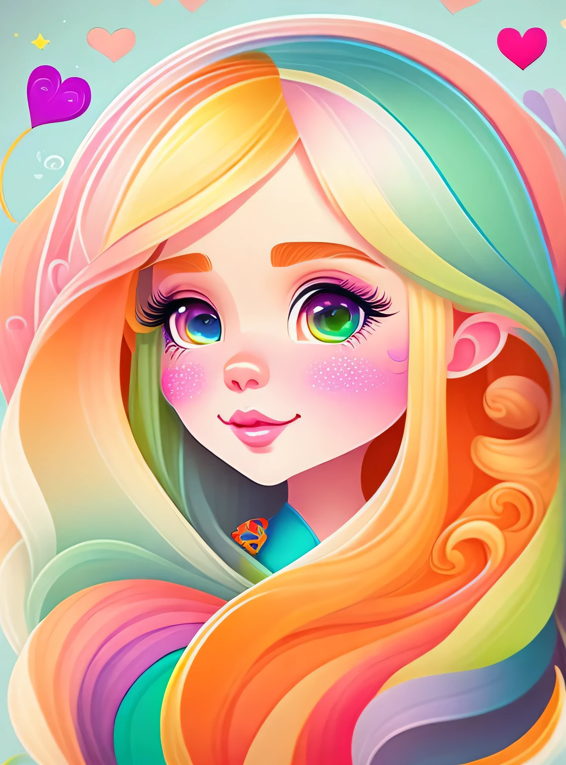 the colorida abstract of cute rapunzel, (colorida,altamente detalhado,arte vetorial)