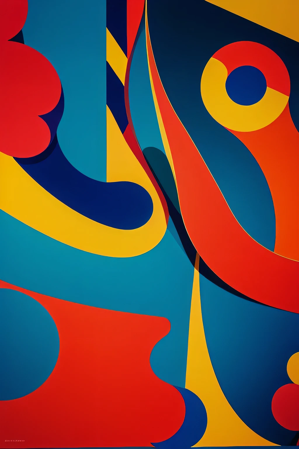 Abstract art exploration. Bold colors. Geometric shapes. Fluid compositions. By modernist visionary.