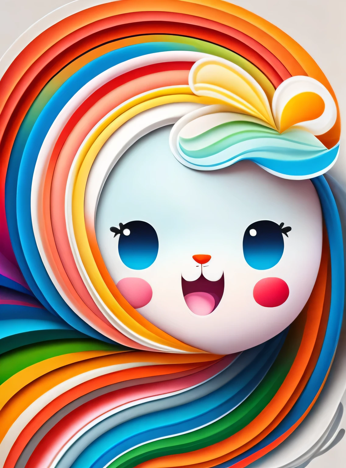 the colorida abstract of cute swon white, (colorida,altamente detalhado,arte vetorial)