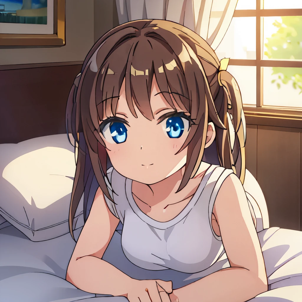 ((masterpiece)), ((best quality)), (ultra-detailed), a cute girl, 1girl, solo,((beautiful eyes)), smile,on the bed,