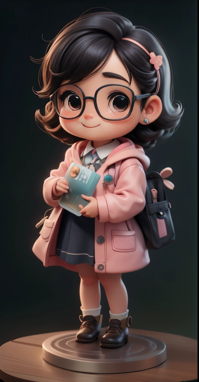 Cute and charming chibi holds a mini board written Prof. Janaina of a beautiful chibi babya vibrant garden, surrounded by a chalk structure of caffeine and immersed in the world of organic chemistry.Chibi baby is y and charming put on chibi pink coat with organic chemistry tags and brooches details, organic chemistry scrapbook style smart notebooks in laboratory theme