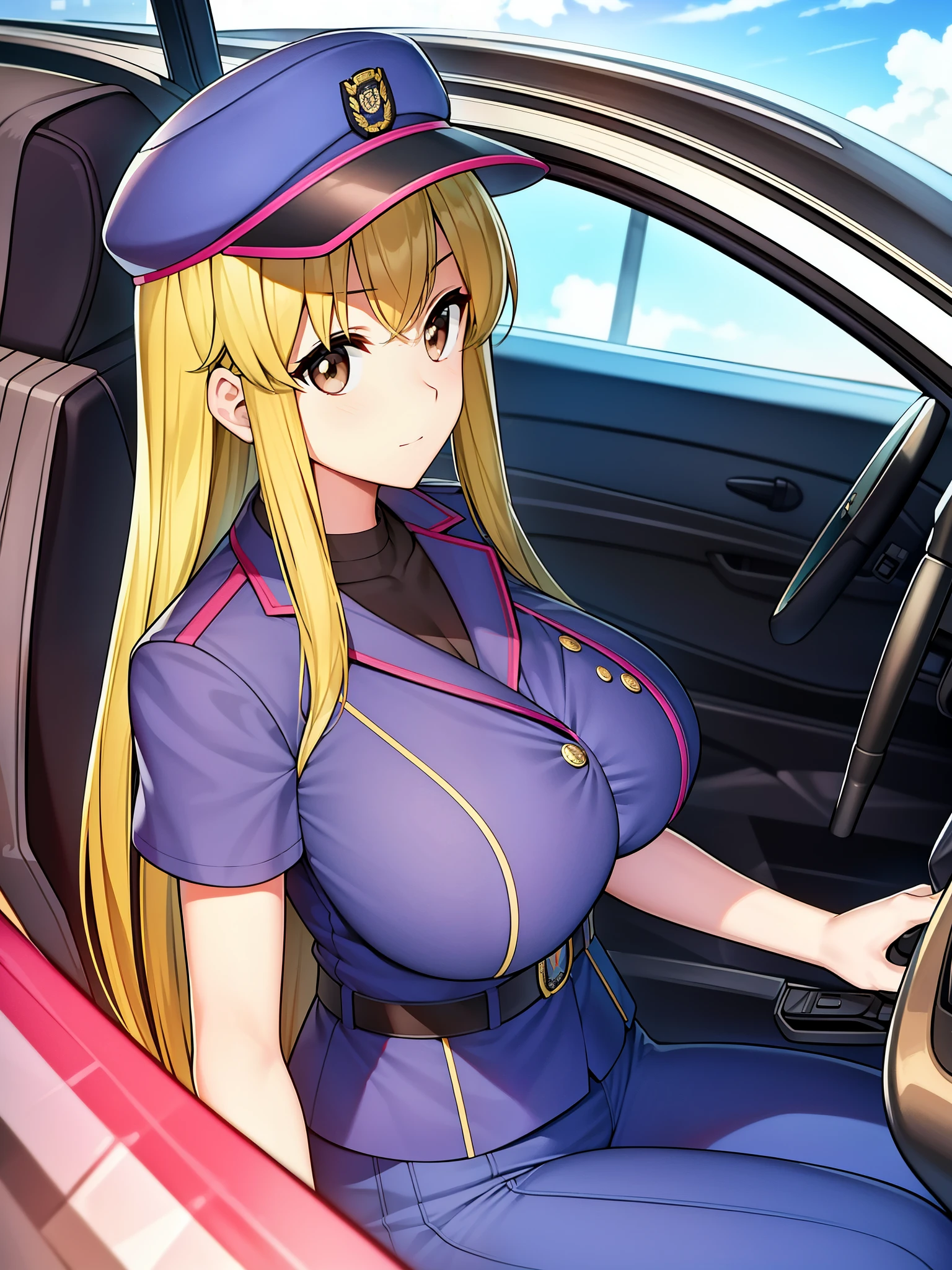 Police Box in Front of Kameari Park, Katsushika Ward、police box、solo、1 person、Akimoto, Catherine, Reiko、（（（pink police officer outfit）））+++、blonde long hair、brown eyes、big tits milf、big tits milf、big tits milf、Super celebrity police officer Reiko、Akimoto trade、fashion designer、Big rich、Professional level skill in all sports、Piano playing、His shooting skills are also superhuman, as he used a rifle to shoot through parachute strings at an altitude of several hundred meters.、I once won a gold medal at the Olympics。I&#39;m also good at driving a car.、My favorite car is Porsche。Launching an airstrike using a combat helicopter、