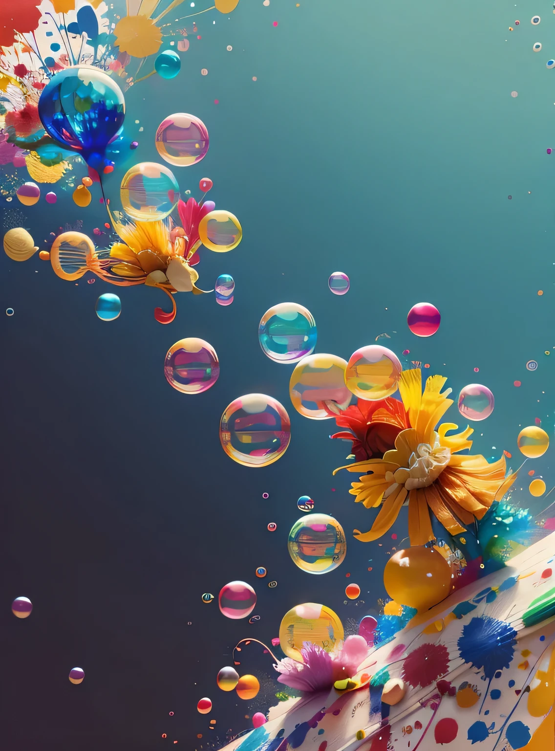 papel de parede com fundo colorido com respingos de tinta e bolhas