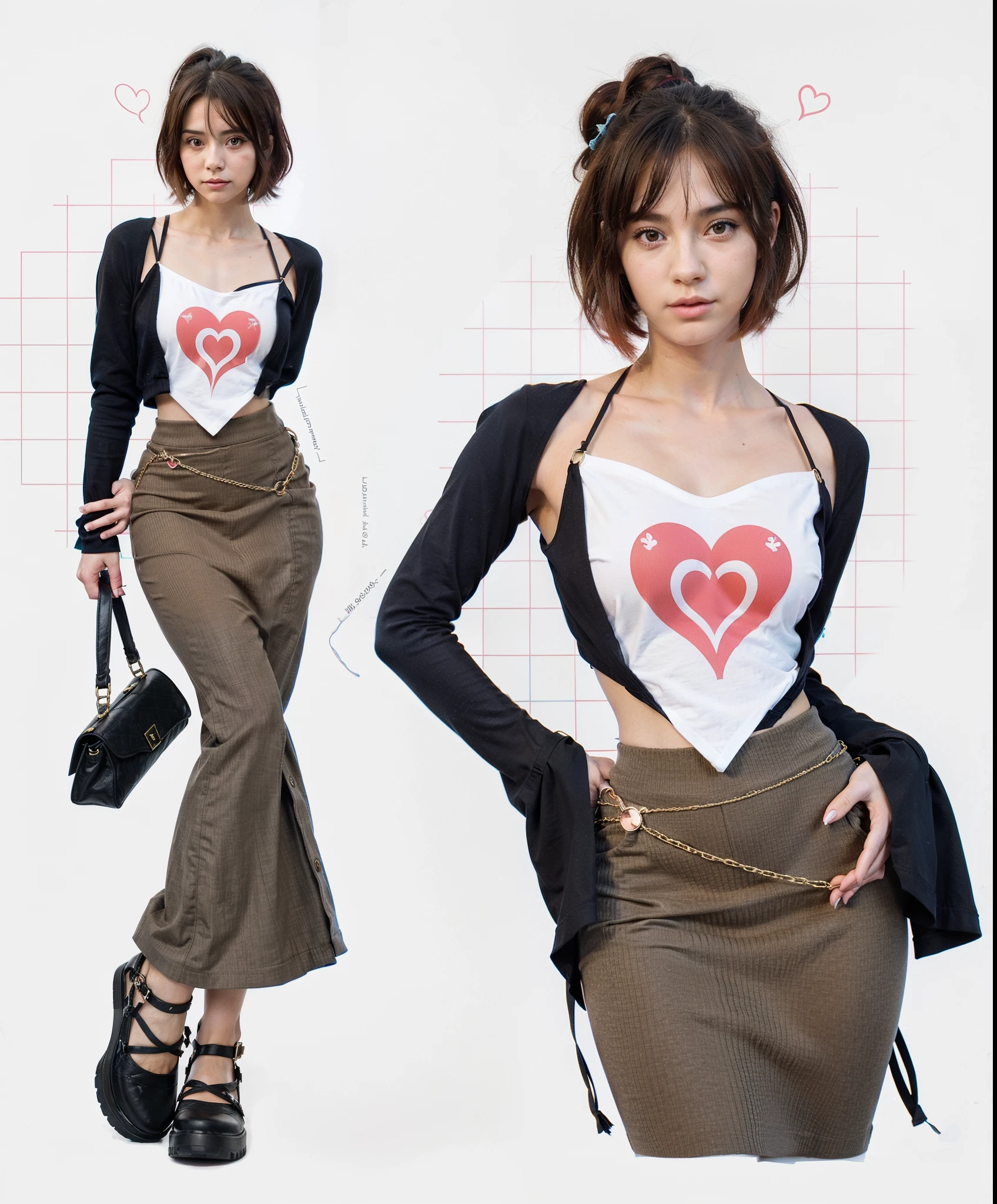 anime girl with a heart on her chest and a skirt, fanart de chica urbana, lindo estilo de arte, anime style illustration, tendencia en artstration, personaje de estilo anime, estilo anime de los 90, estilo anime de los 90, estilo anime, digital anime illustration, estilo de arte anime de los 90, illustration style, arte conceptual de moda, in digital illustration style, clothing design