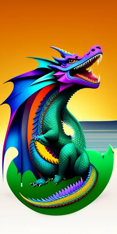 Create an image of a dragon on a solid color background that represents our gaming computer store. The dragon must be imposing and powerful, with shiny scales and an expression that conveys confidence and strength. Suas cores podem ser em tons de azul e roxo para refletir a tecnologia de ponta que oferecemos em nossos produtos.

The background of the image must be a solid color that highlights the dragon and is also in harmony with our brand colors. A vibrant color is recommended that draws attention without distracting from the main focus, what is the dragon.