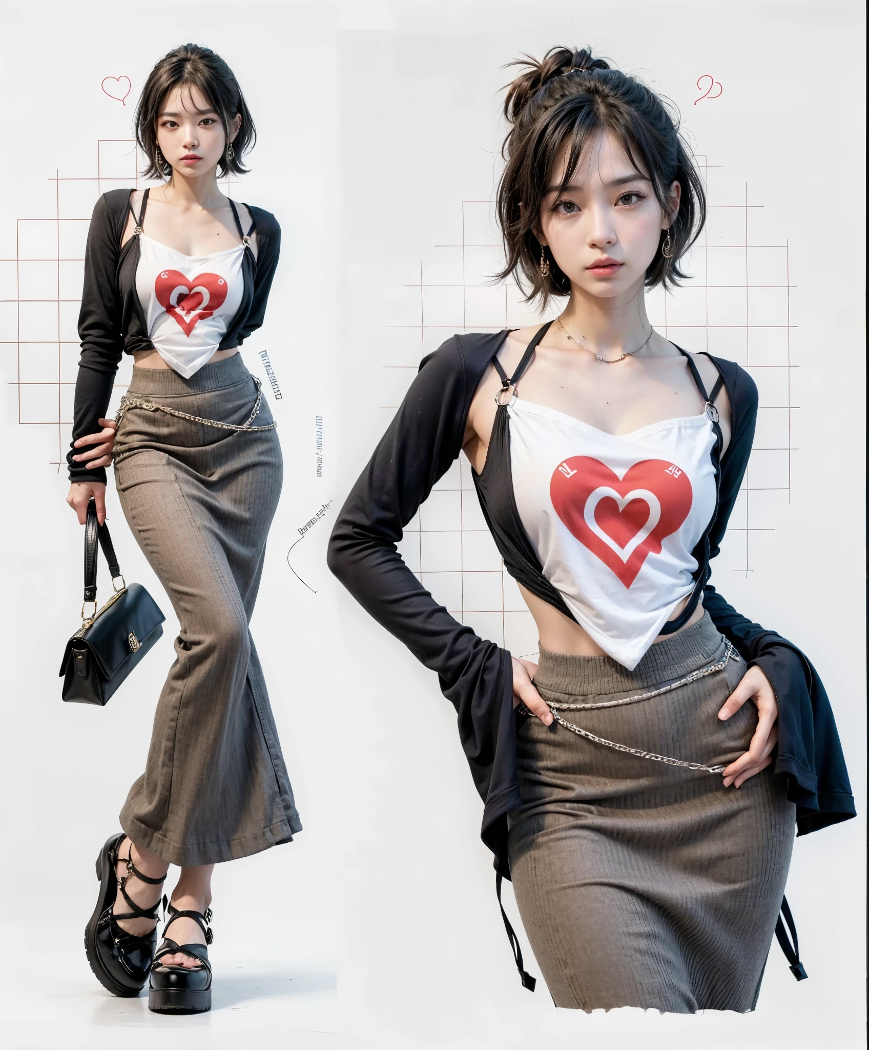 hay una mujer que lleva falda y camisa, physicist : the smallest abdomen ever seen, jia, aya takano, vistiendo un top corto sexy, estilo y2k, estilo y2k, tzuyu de dos veces, Y2K Design, modelo de moda femenina coreana, imagen del anuncio, y 2k moda, usando un top corto